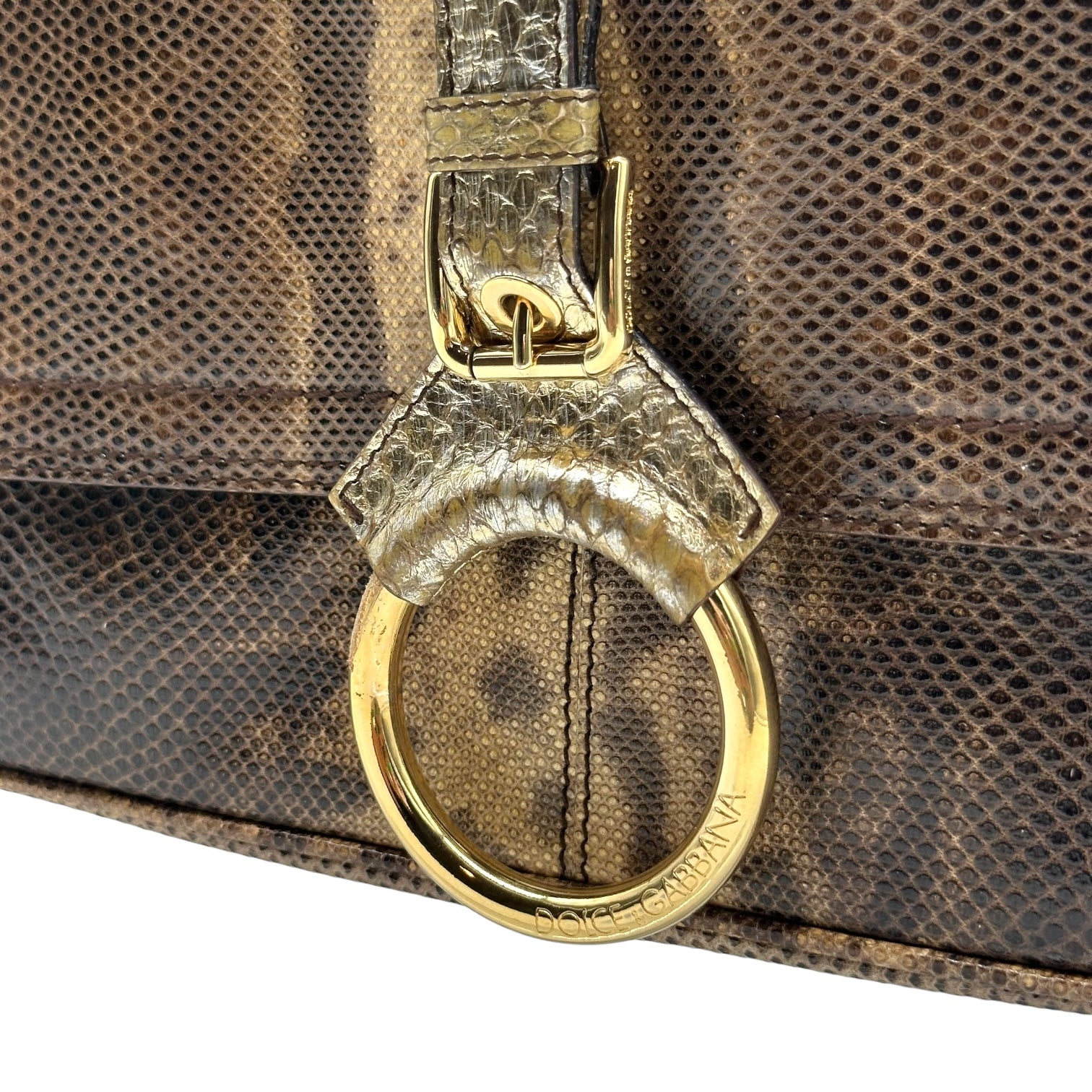 Dolce & Gabbana Brown Lizard Skin Shoulder Bag - Outfit Repeater