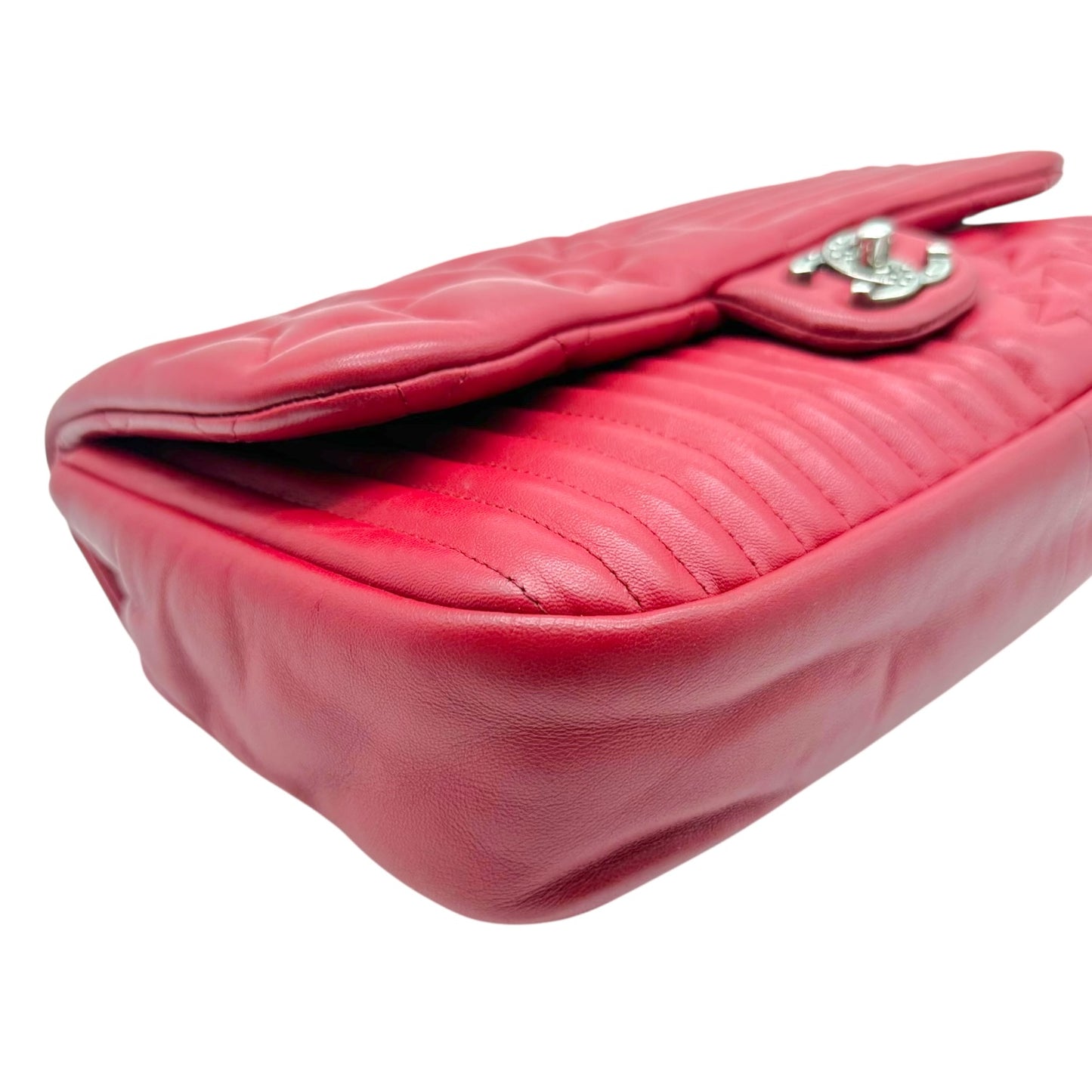 Chanel Burgundy Leather CC Flap Bag with American Flag Motif