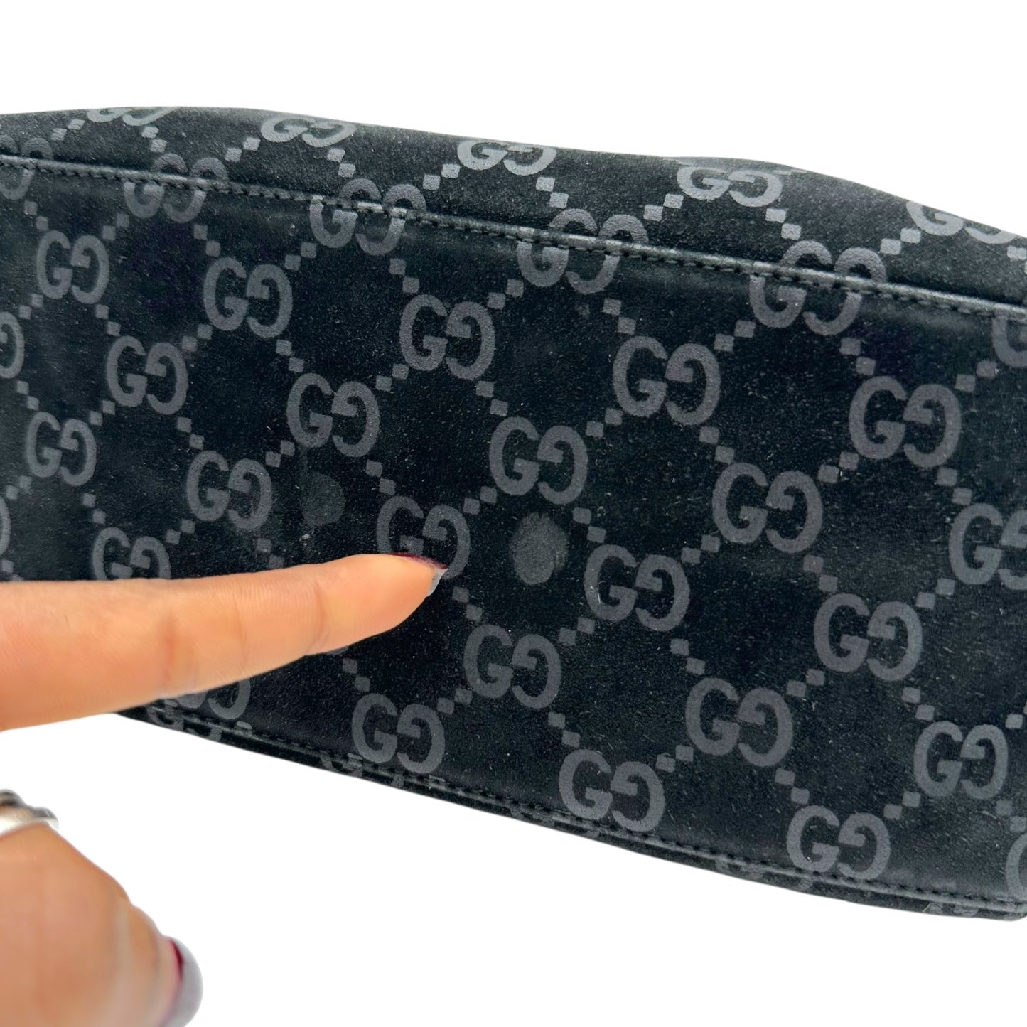Gucci Black Suede Monogram Shoulder Bag