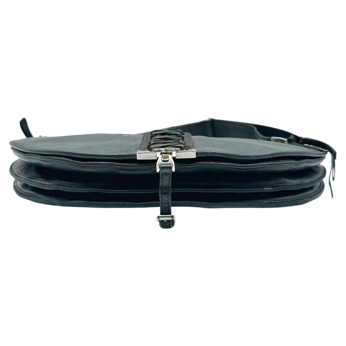 Christian Dior Black Leather Lace-Up Shoulder Bag