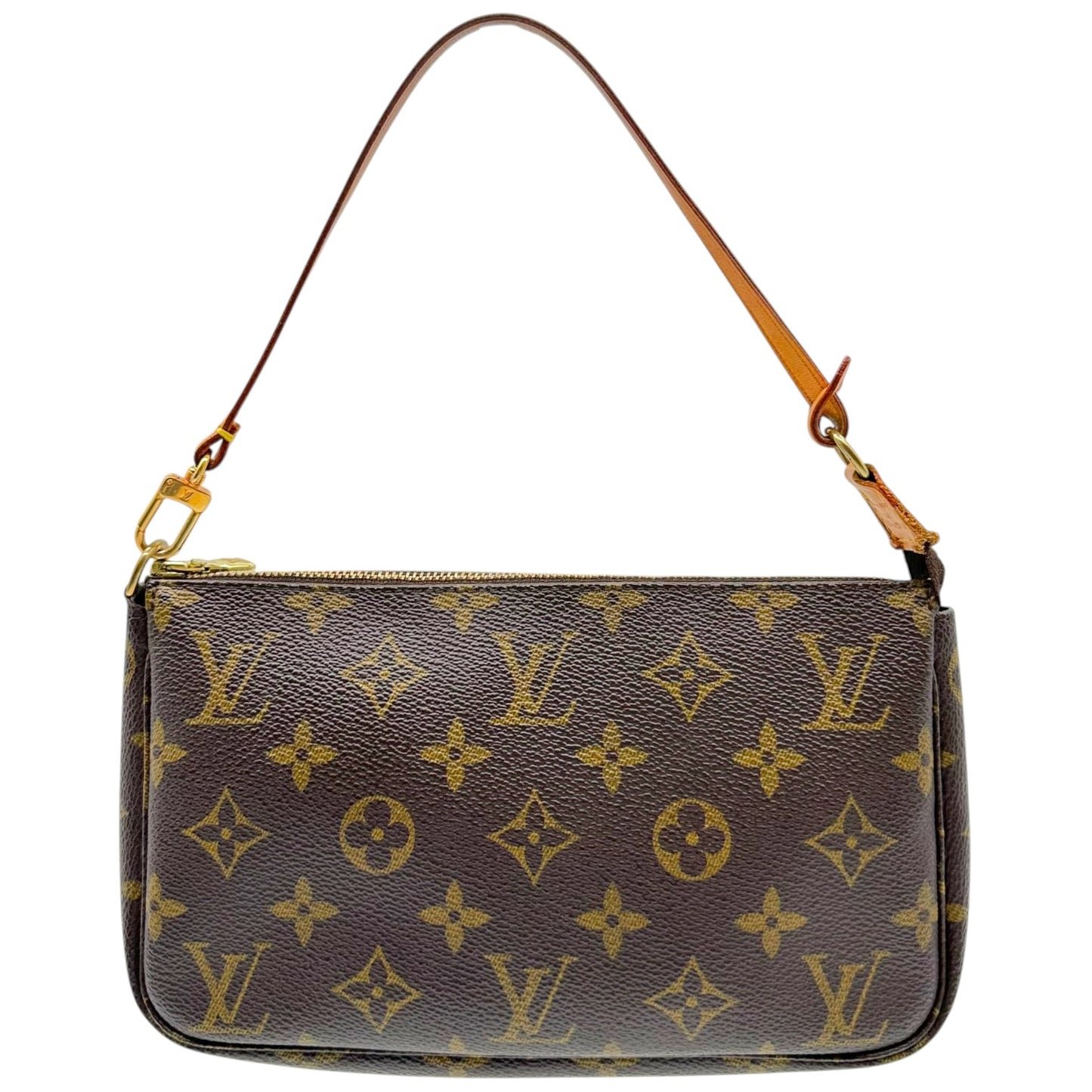 Louis Vuitton Monogram Pochette Bag Brown Coated Canvas