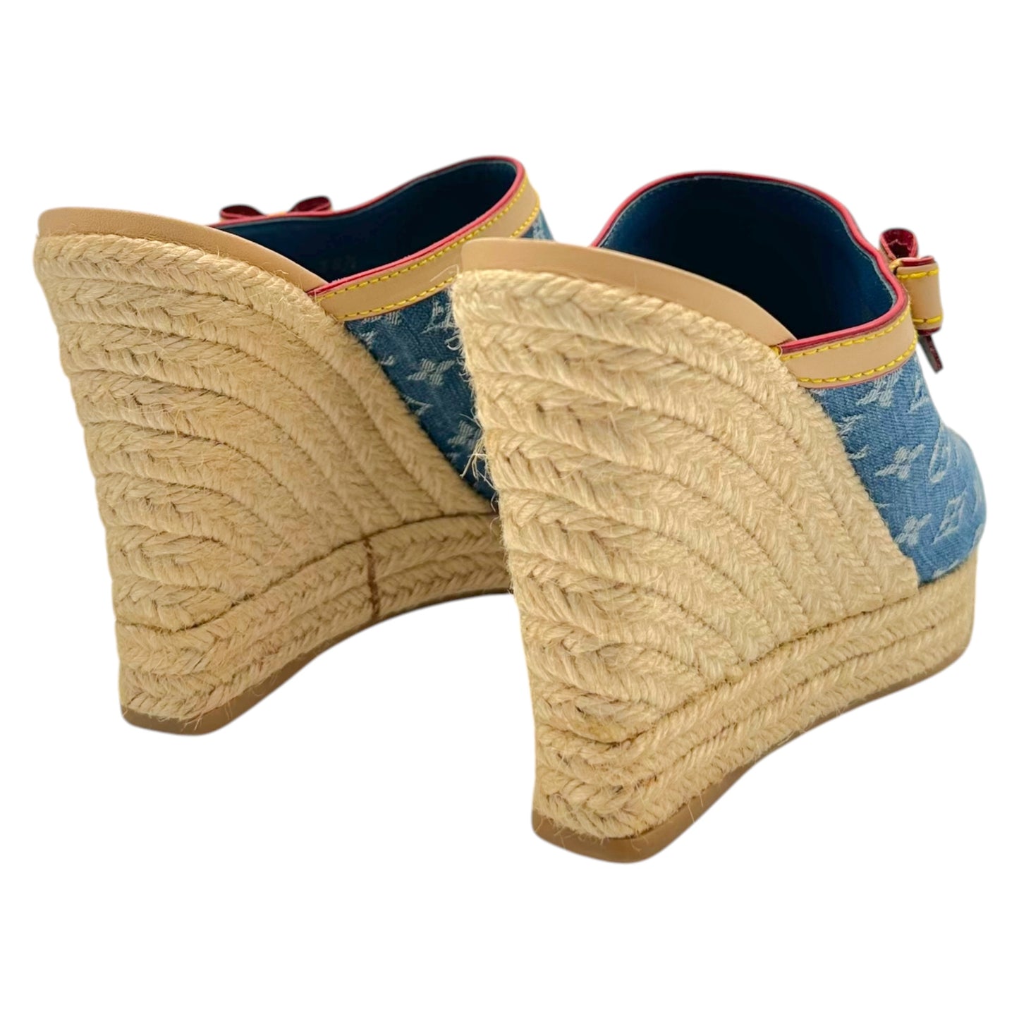 Louis Vuitton Denim Monogram Wedge Mule Heels