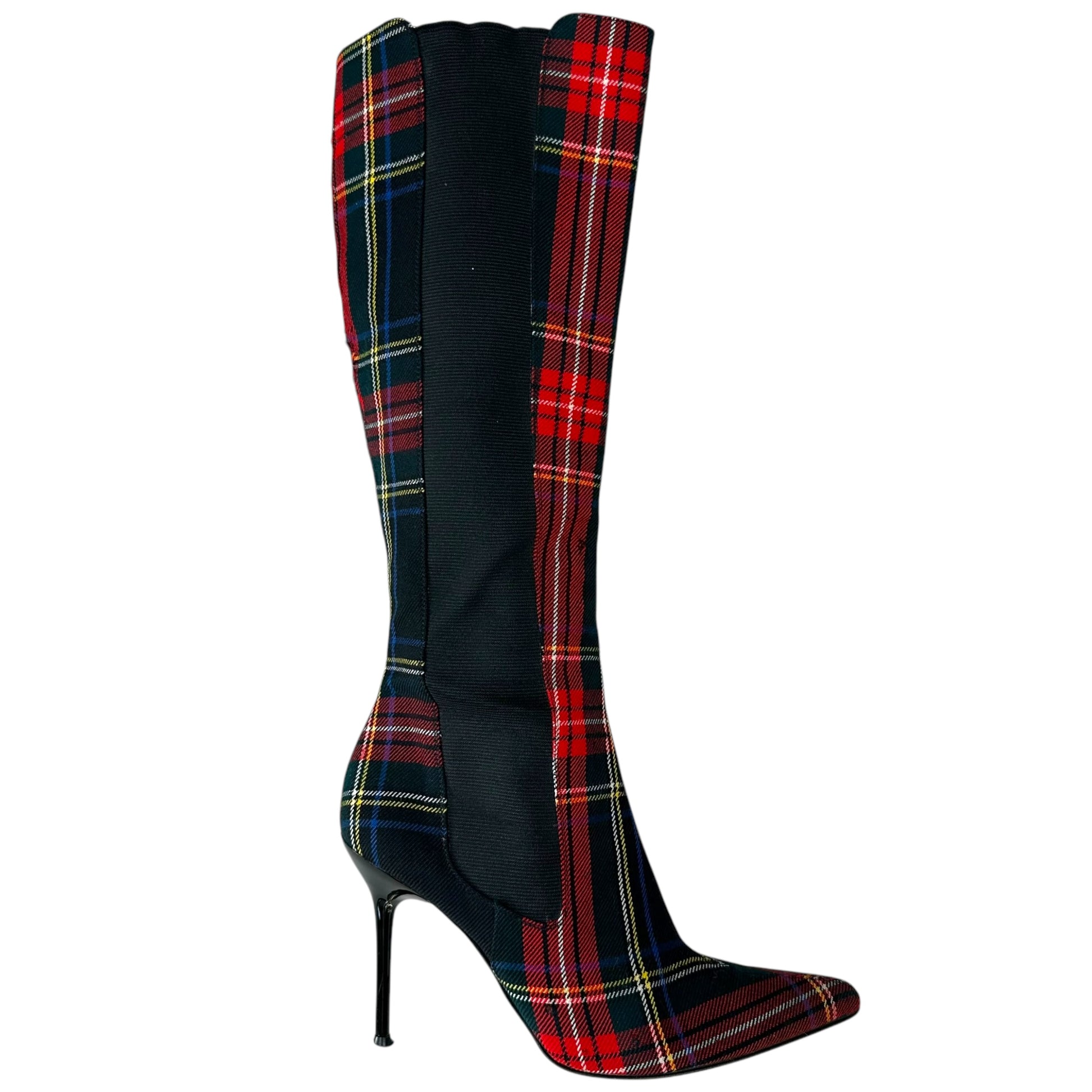 Dolce & Gabbana Red Tartan Pointed Toe Boots - Outfit Repeater