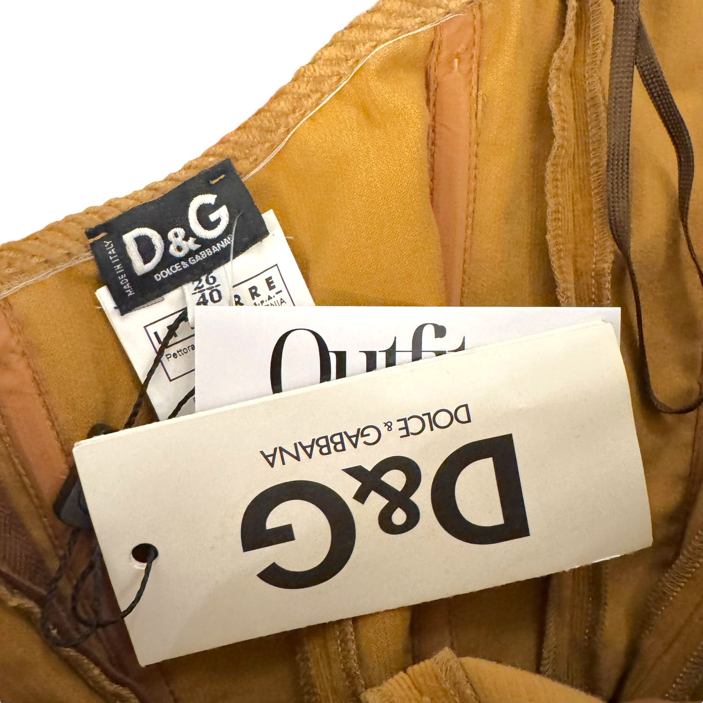 D&G Dolce & Gabbana Brown Corduroy Strapless Corset Top NEW - Outfit Repeater