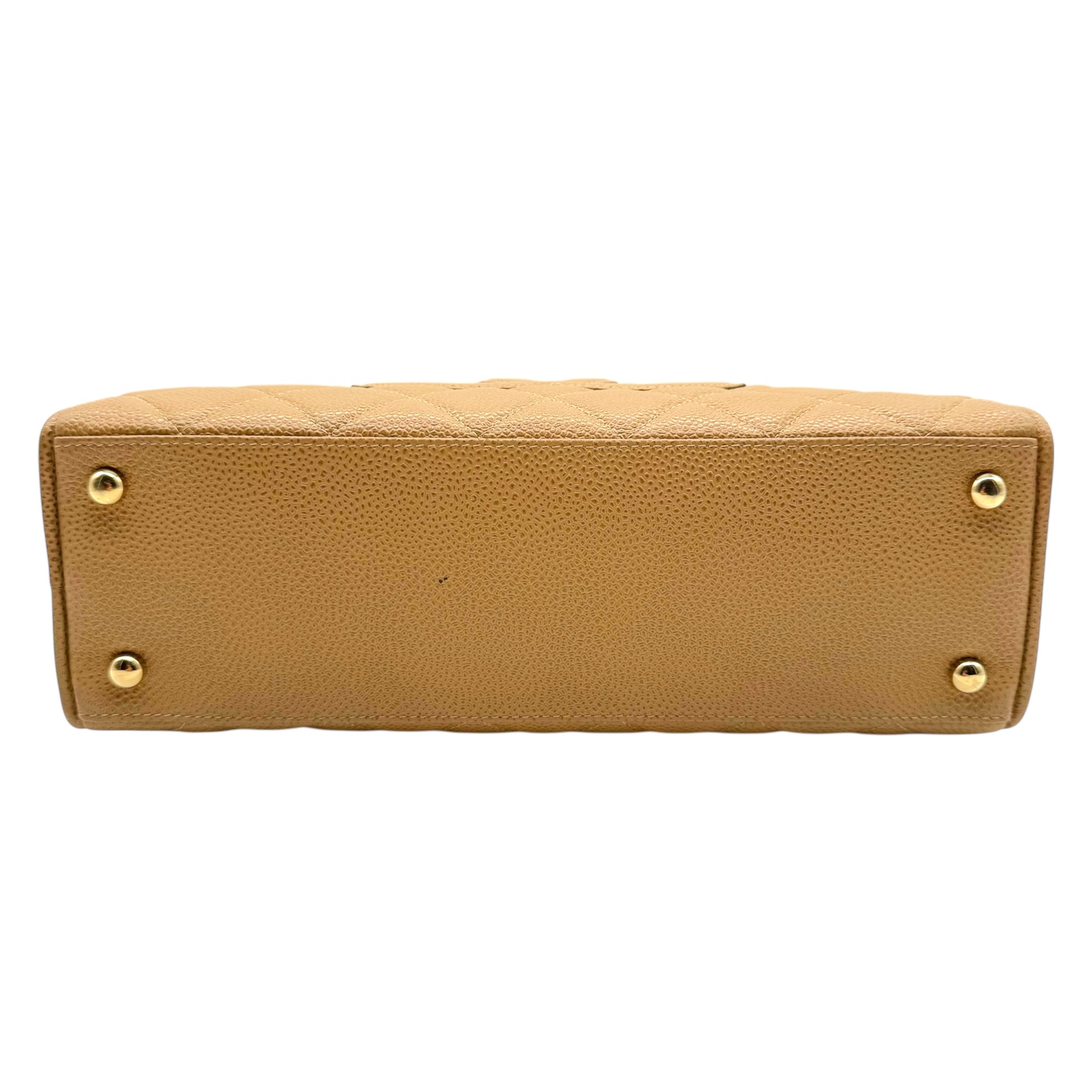 Chanel Matelasse Tan Caviar Leather CC Logo Mini Bowler Bag 2003-04 - Outfit Repeater