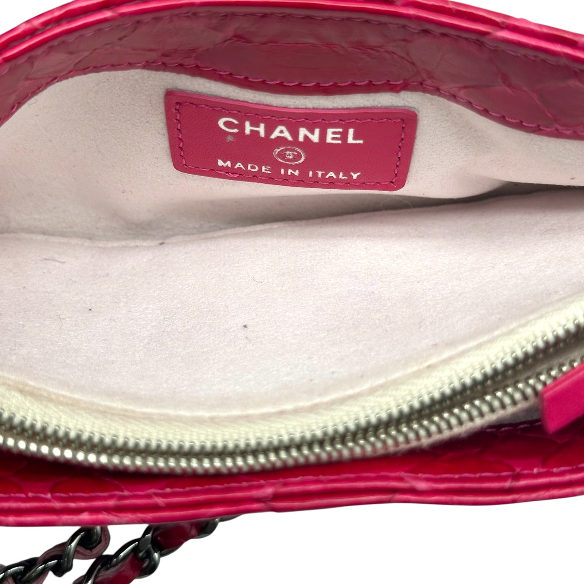 Chanel Python Crossbody Mini Bag Hot Pink Silver