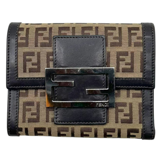 Fendi Tri-Fold Wallet Brown Zucchino Monogram Fabric