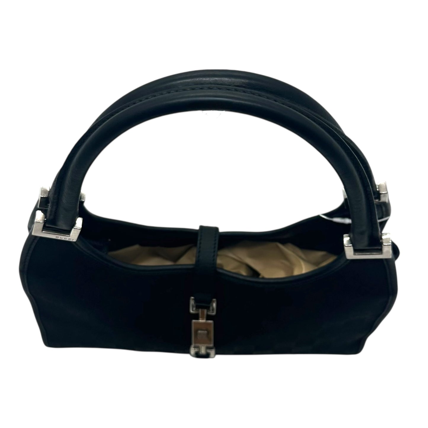 Gucci Black & Silver Monogram Canvas Mini Jackie Bag
