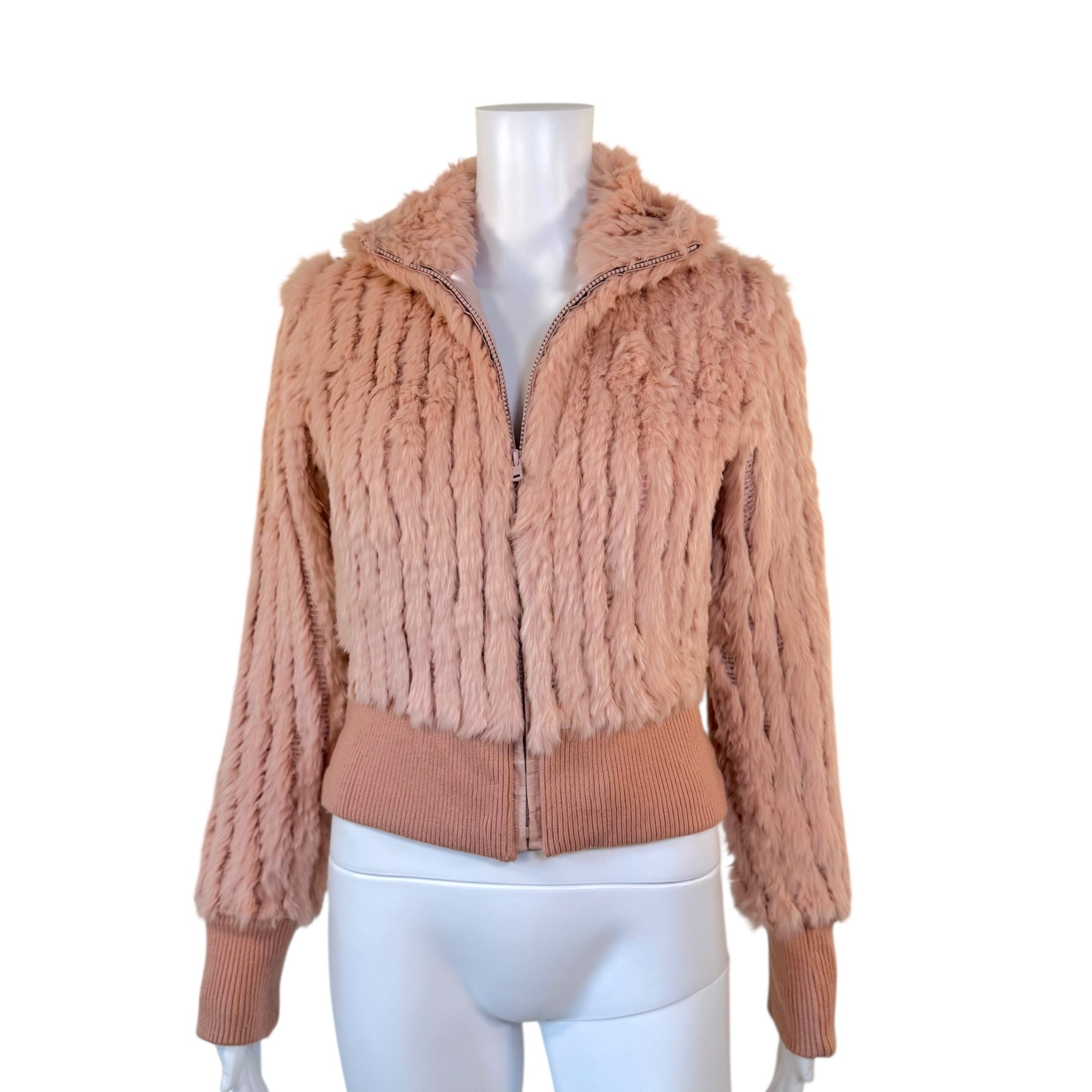Morgan de Toi Pink Rabbit Fur Track Jacket - Outfit Repeater