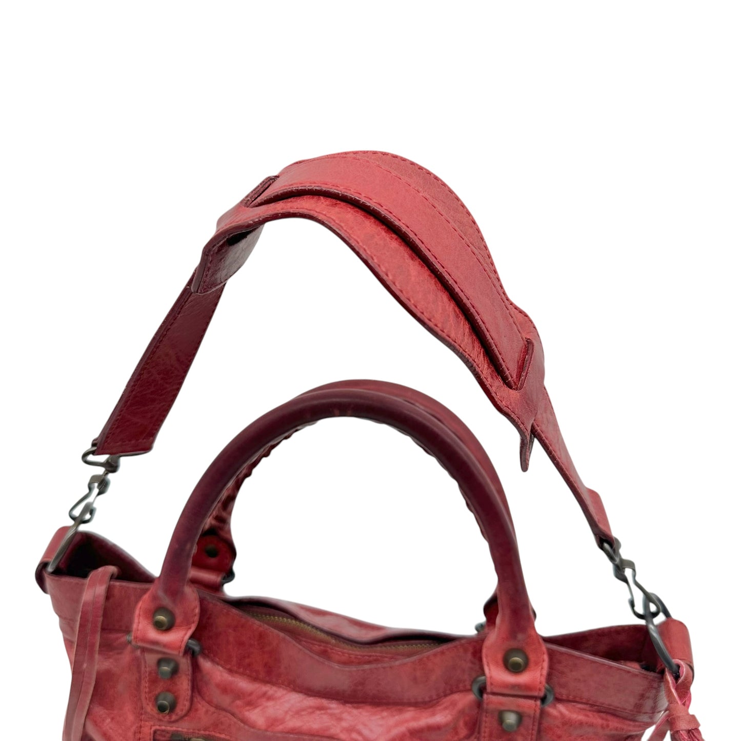 Balenciaga Burgundy Leather 2-Way City Bag