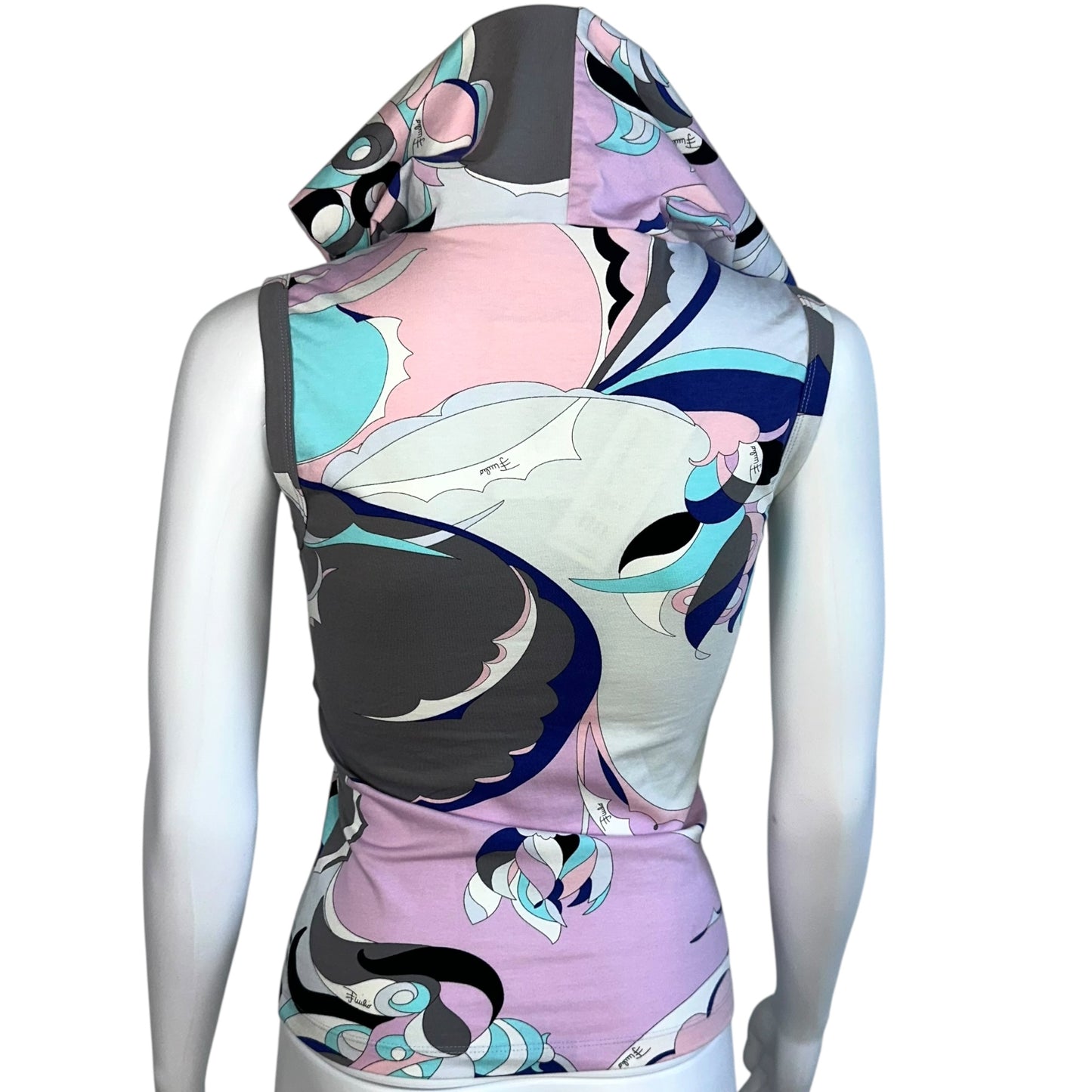 Emilio Pucci Pink & Blue Printed Hooded Tank NEW - Outfit Repeater