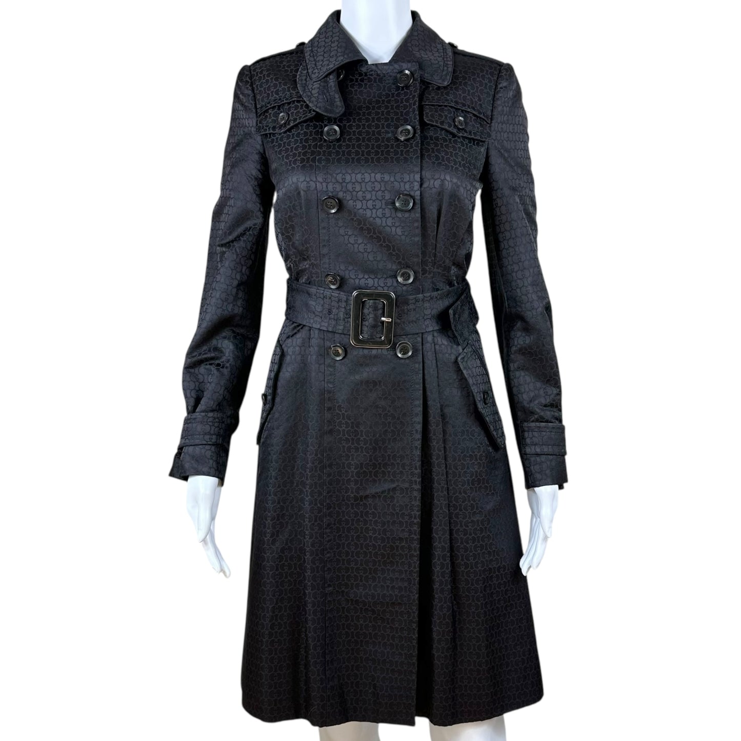 Gucci 2007 Black Monogram Trench Coat