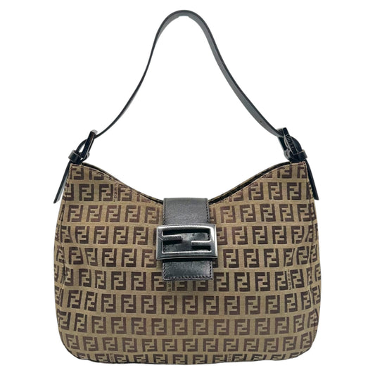 Fendi Tan Zucchino Monogram Shoulder Baguette Bag