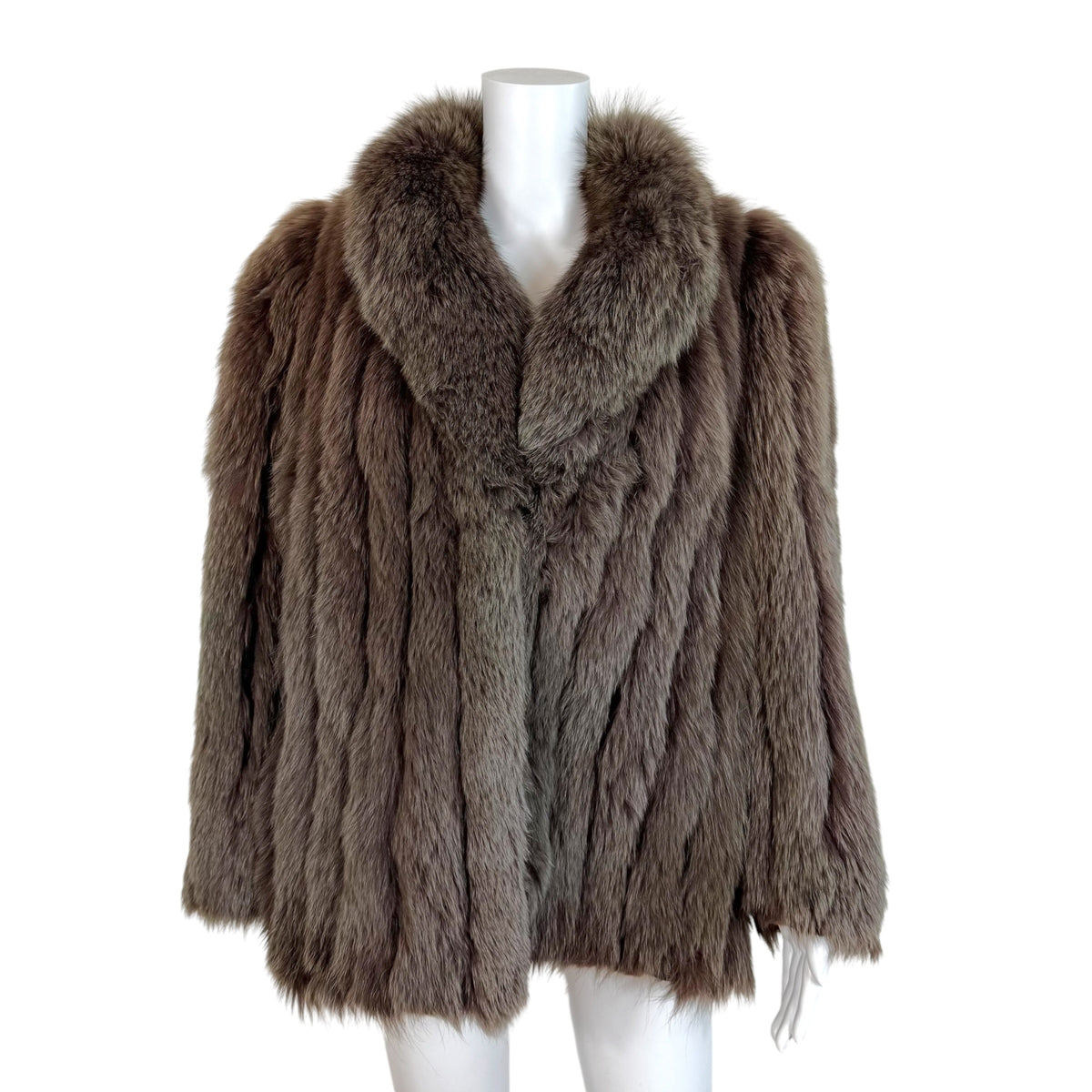 Saga Royal Fox Dyed Fox Fur Coat Brown Green 1990s