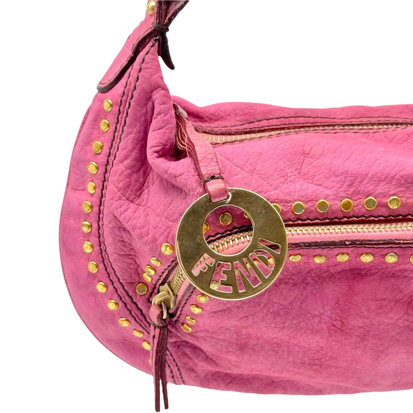 Fendi Mini Shoulder Bag Purple Suede Gold Studs