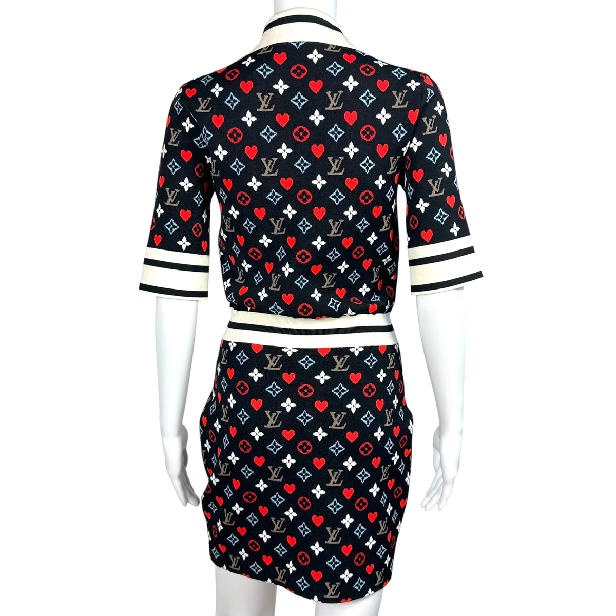 Louis Vuitton Mini Dress Navy Heart Knit Monogram