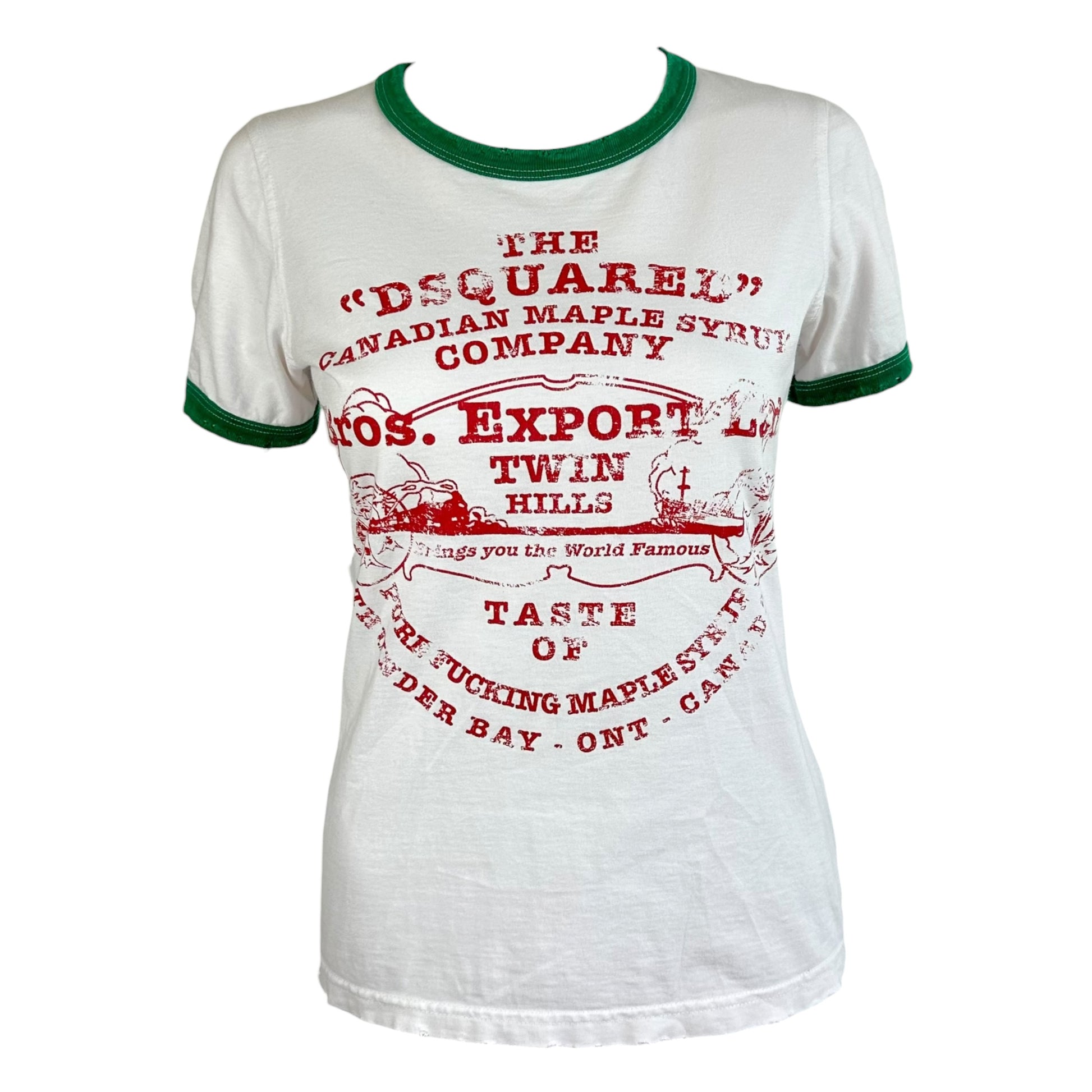 Dsquared2 Logo T-Shirt Red White Green Cotton Crew Neck
