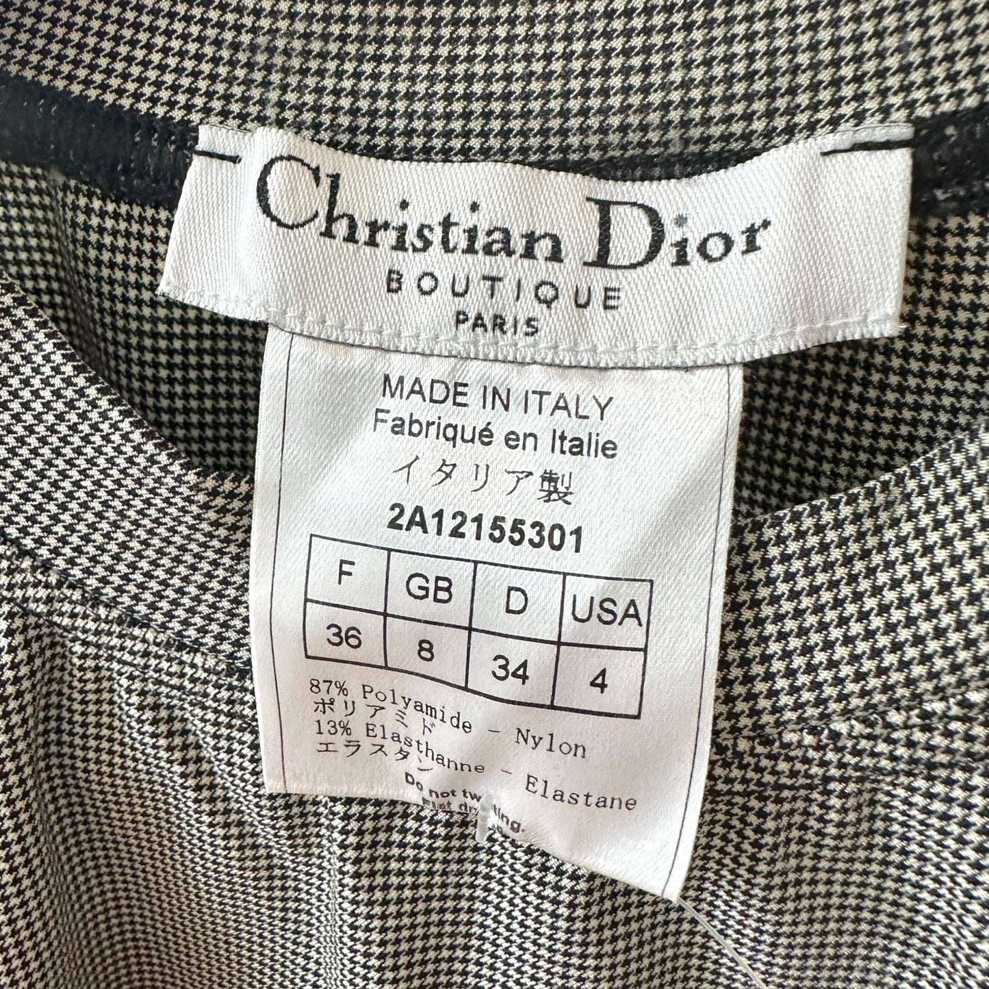 Christian Dior F/W 2002 Black & White Houndstooth J'Adore Dior Tank Top