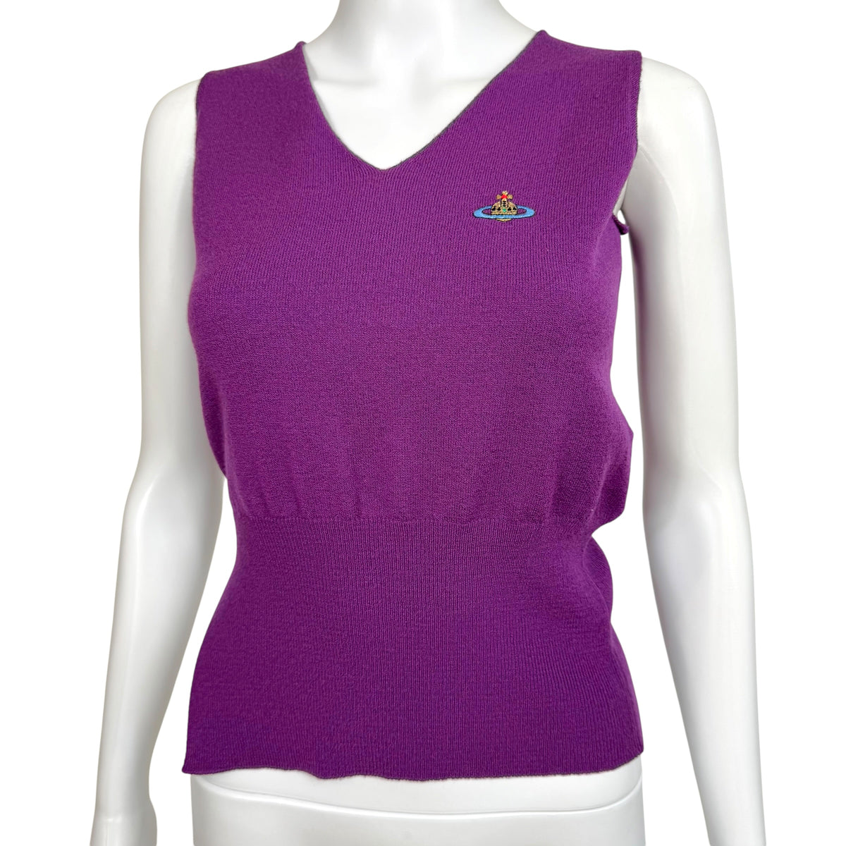 Vivienne Westwood Cropped Purple Wool V-Neck Vest Top