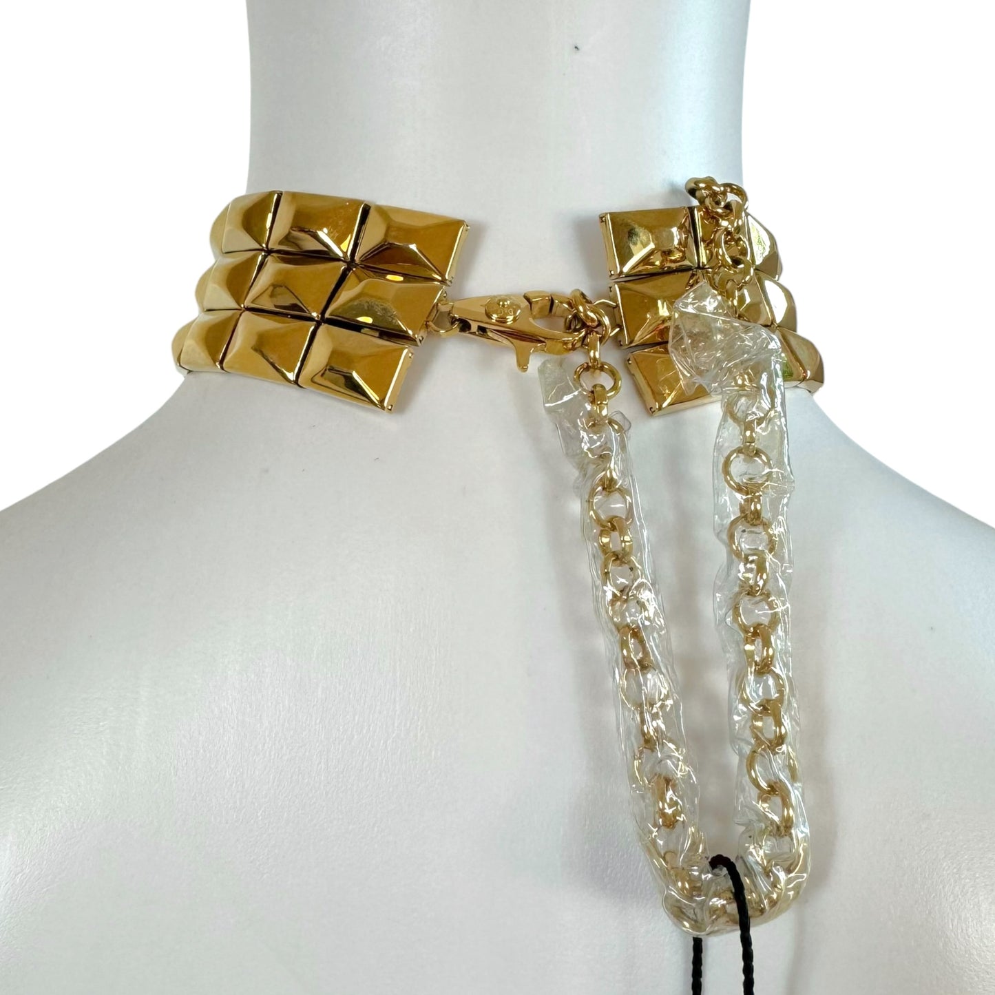 D&G Dolce & Gabbana Gold Pyramid Stud Choker Necklace NEW