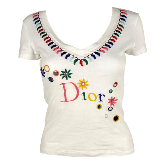 Christian Dior S/S 2005 Multicolor Embroidered Logo T-Shirt