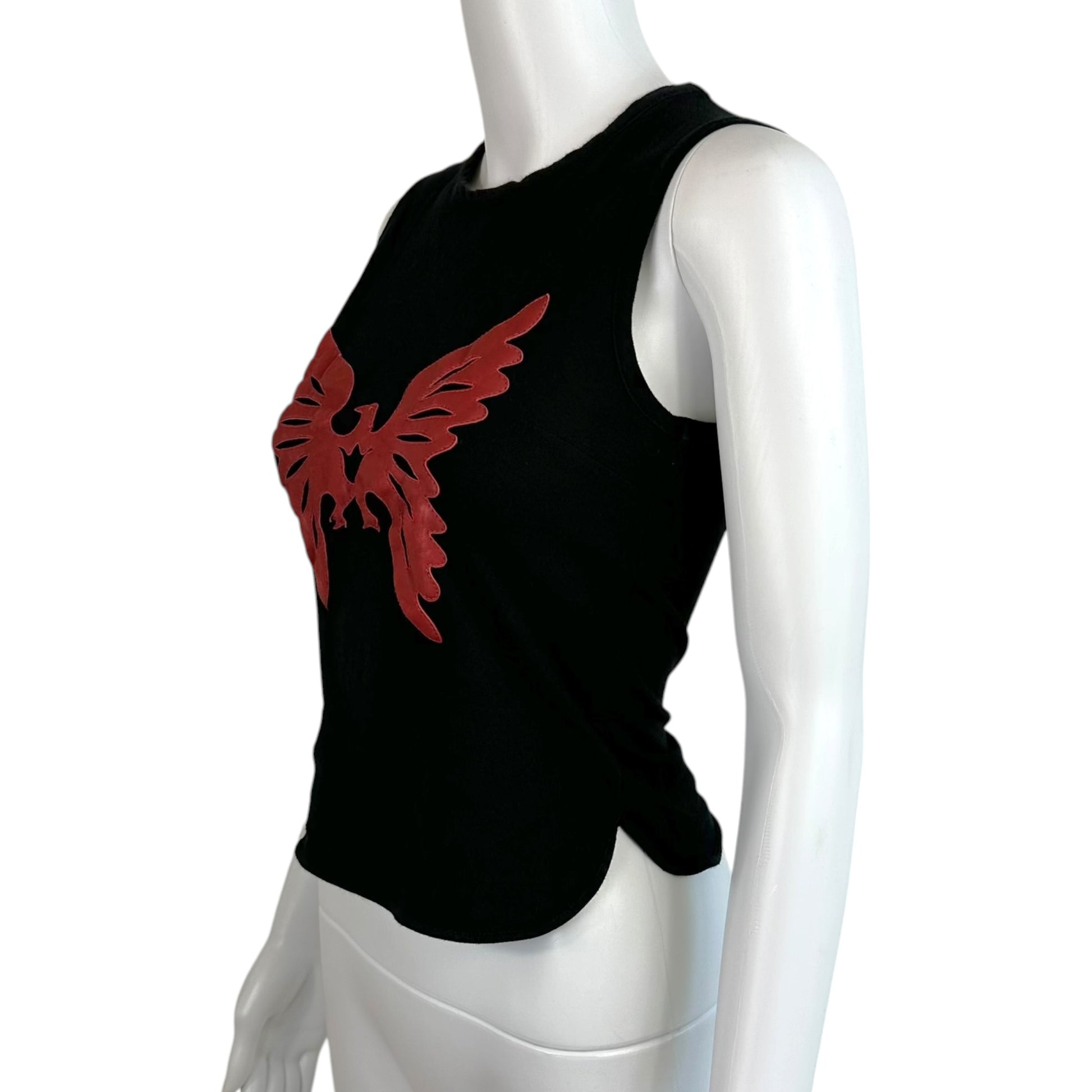 Dolce & Gabbana Black Red Leather Eagle Tank Top