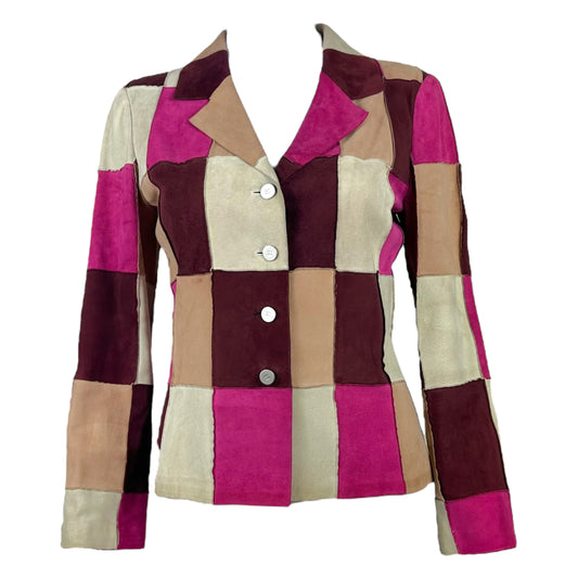 Chanel 2000 Pink Patchwork Suede Blazer Jacket