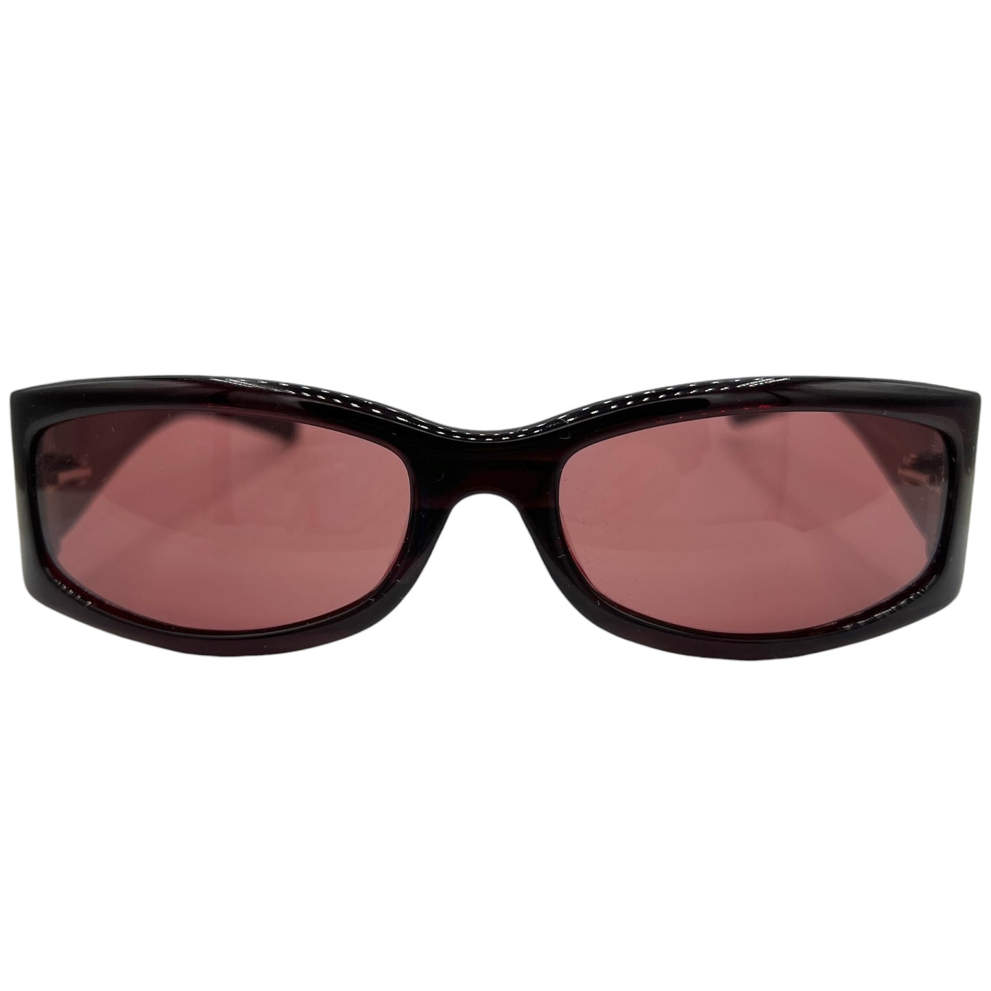 Gucci Burgundy & Crystal Logo Rectangle Sunglasses GG2526 w/ Case
