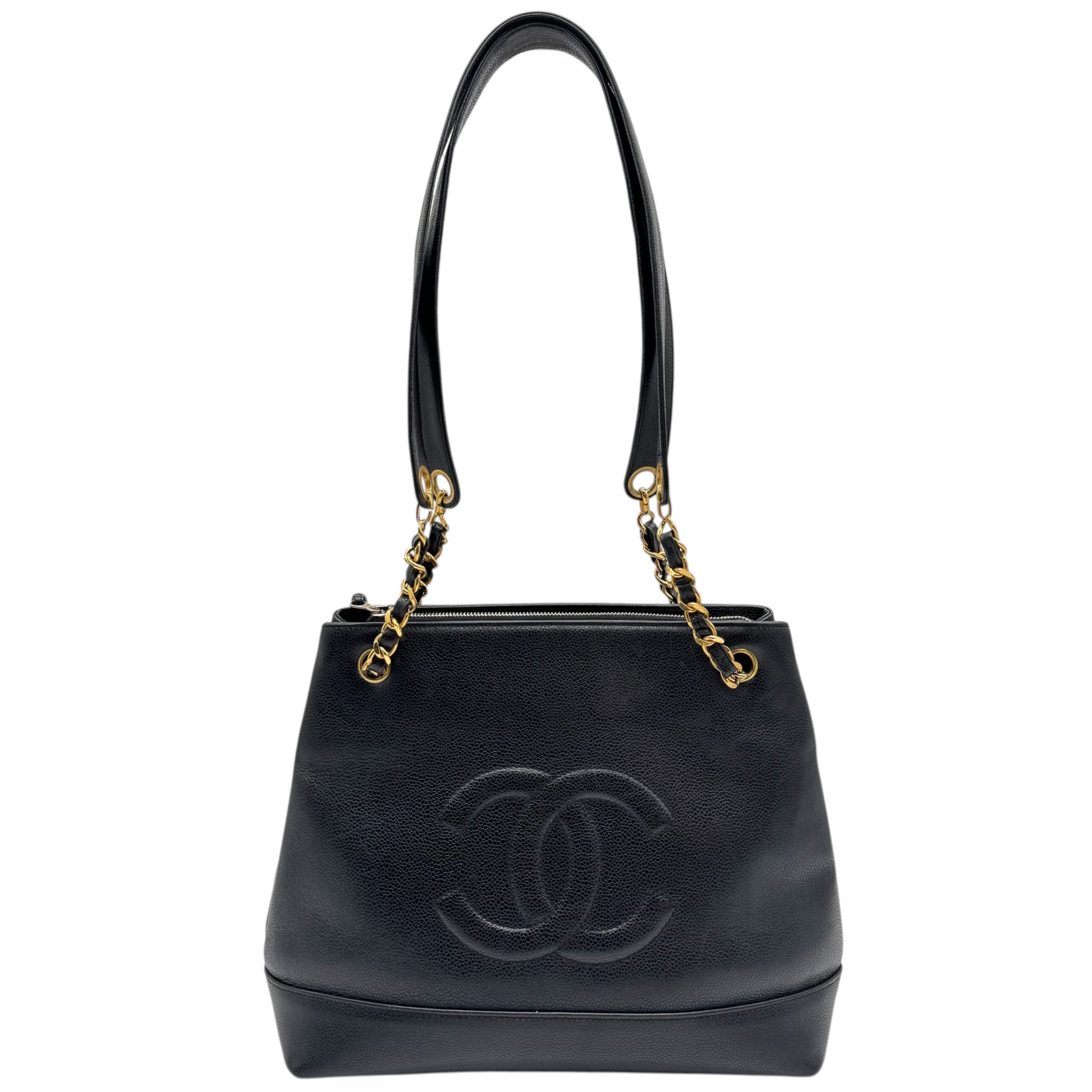 Chanel Black Caviar Leather Big CC Logo Tote Bag 1991-1994 - Outfit Repeater