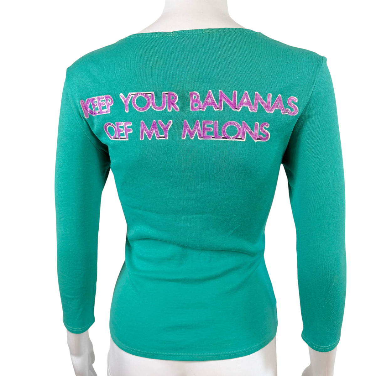 Chloe 3/4 Sleeve T-Shirt Green Banana Graphic Early 2000s