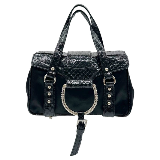 D&G Dolce & Gabbana Black Python & Crystal Embellished Mini Bag