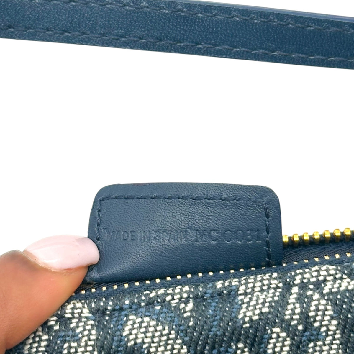 Christian Dior Mini Saddle Pochette Bag Navy Blue Trotter