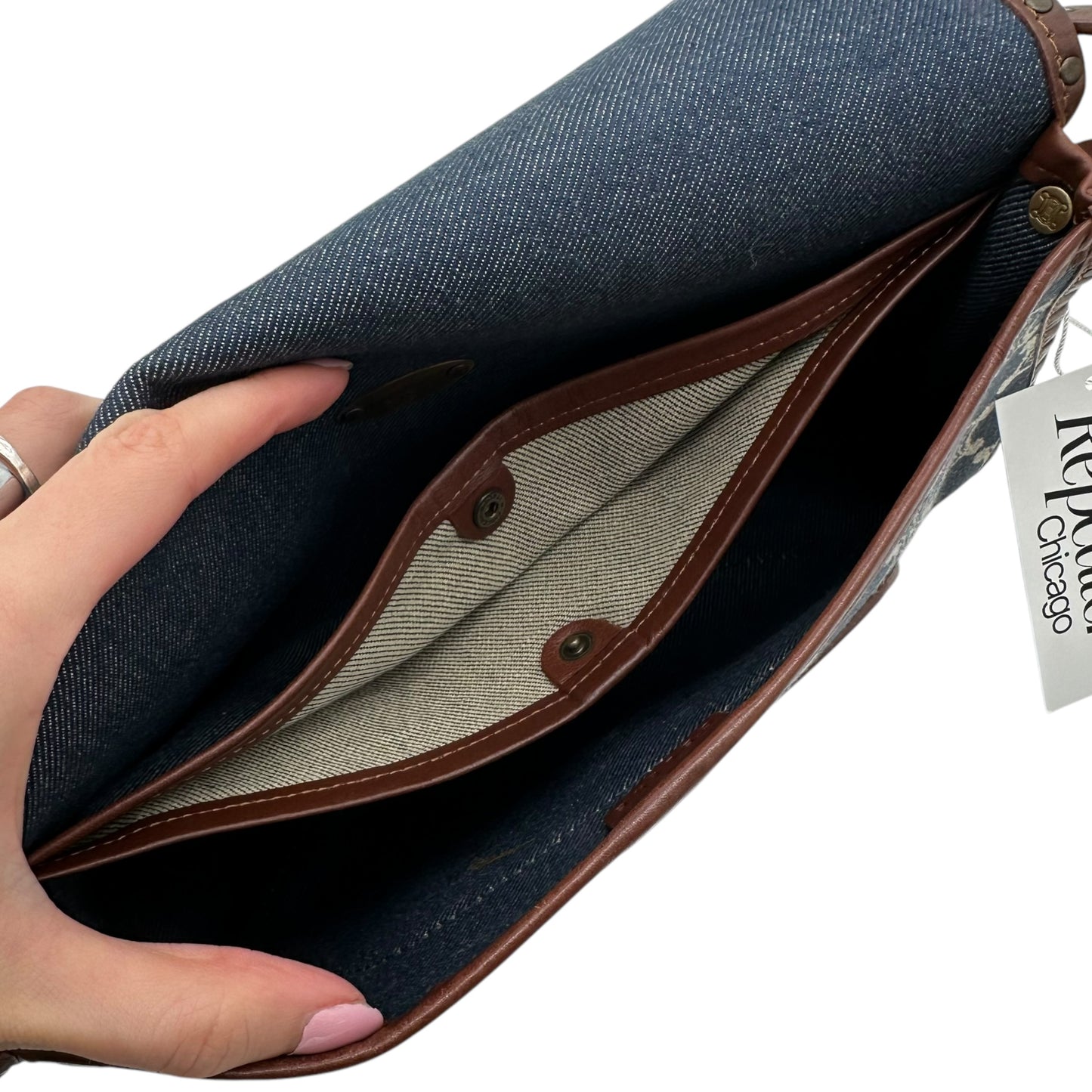 Celine Blue Denim Triomphe Monogram Poulbot Bag - Outfit Repeater