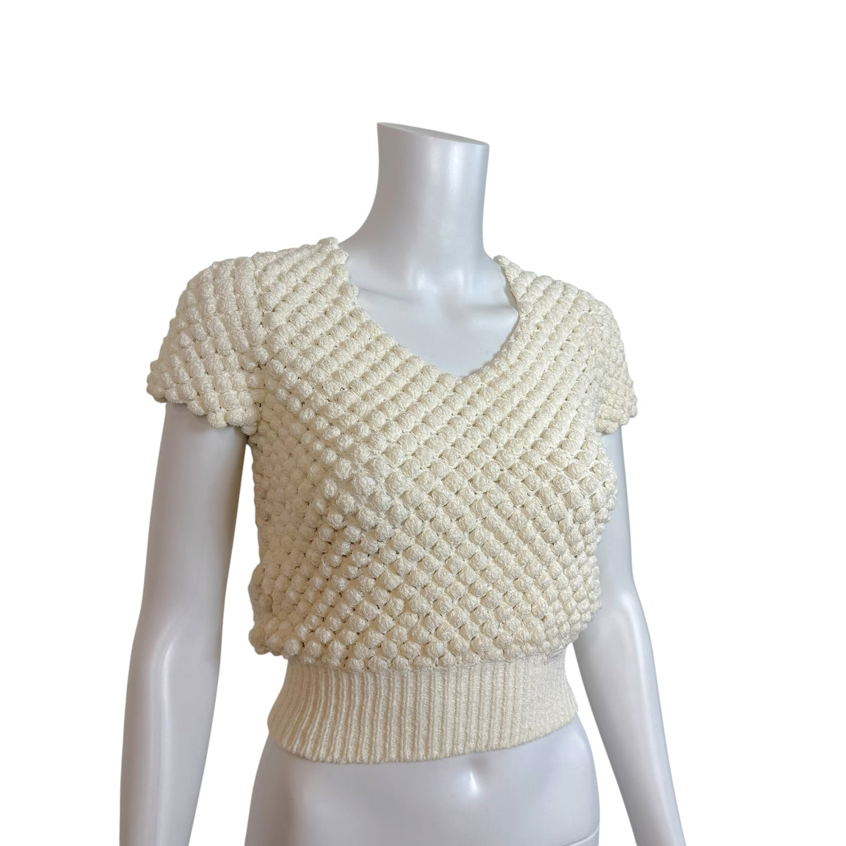 Chanel Ivory Crochet Open-Knit Cropped Top