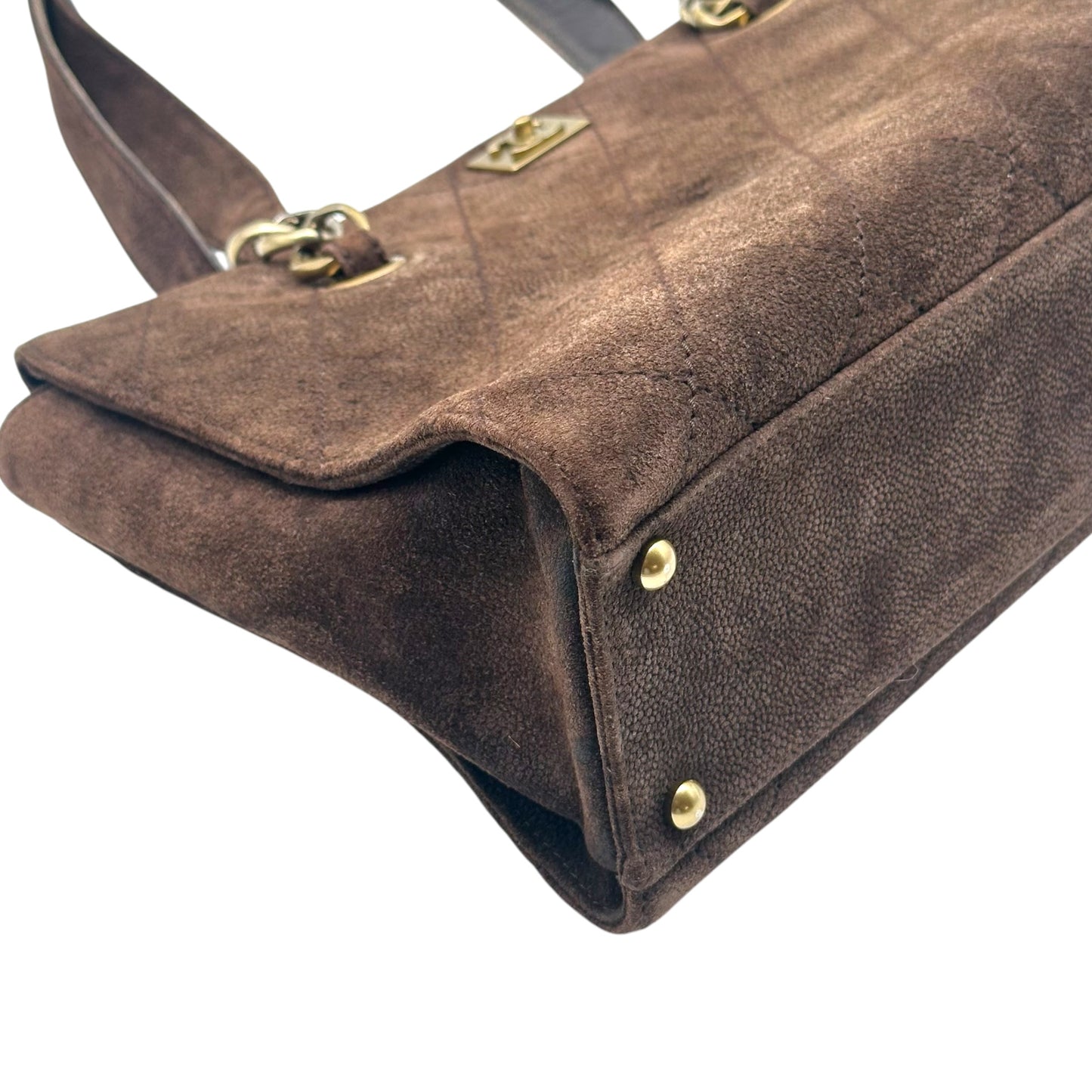 Chanel Brown Suede Matelasse Quilted Rectangle Shoulder Bag 2002-03