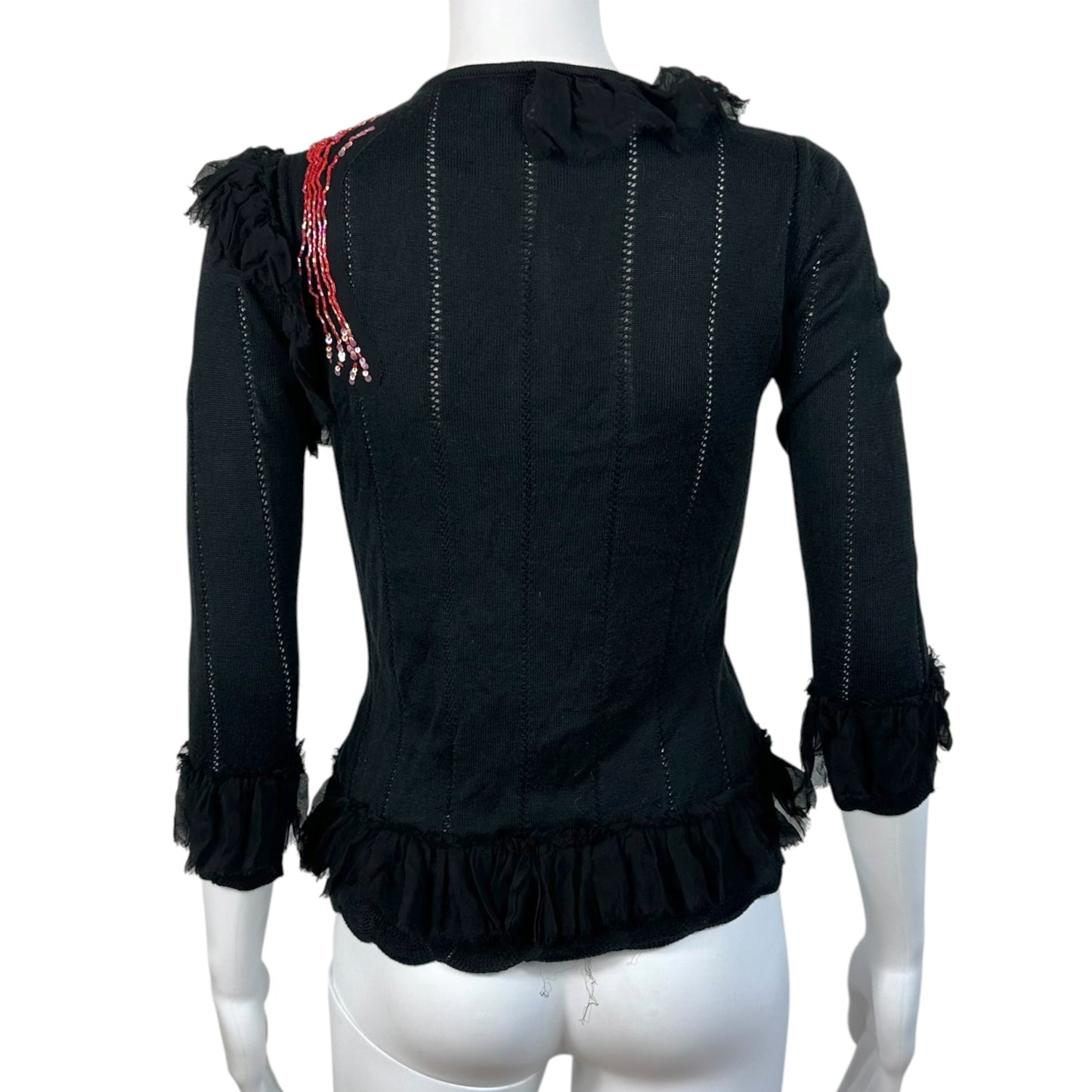 Christian Lacroix Bazar Black Silk & Knit Beaded Cardigan