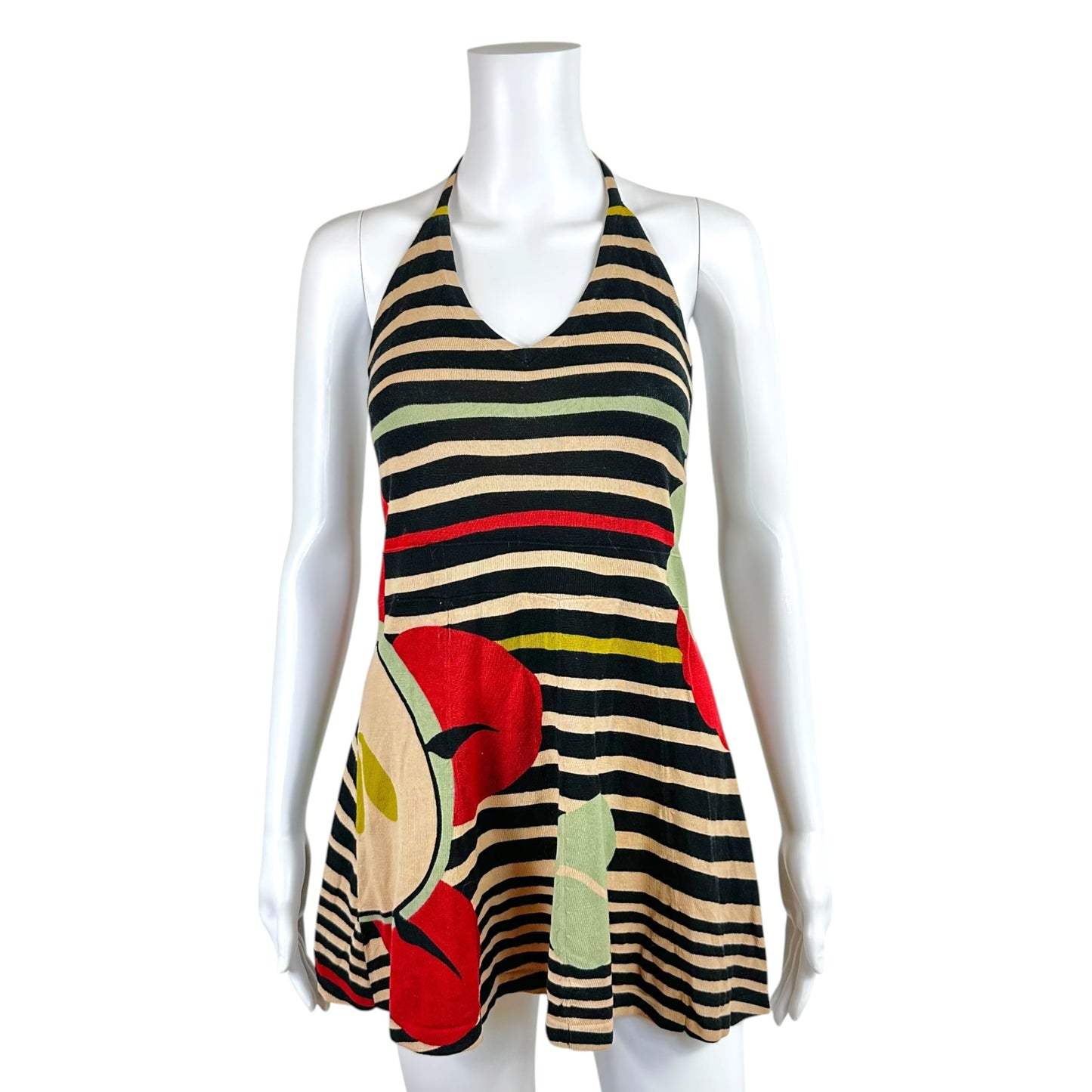Christian Lacroix Knit Halter Mini Dress Multicolor Floral