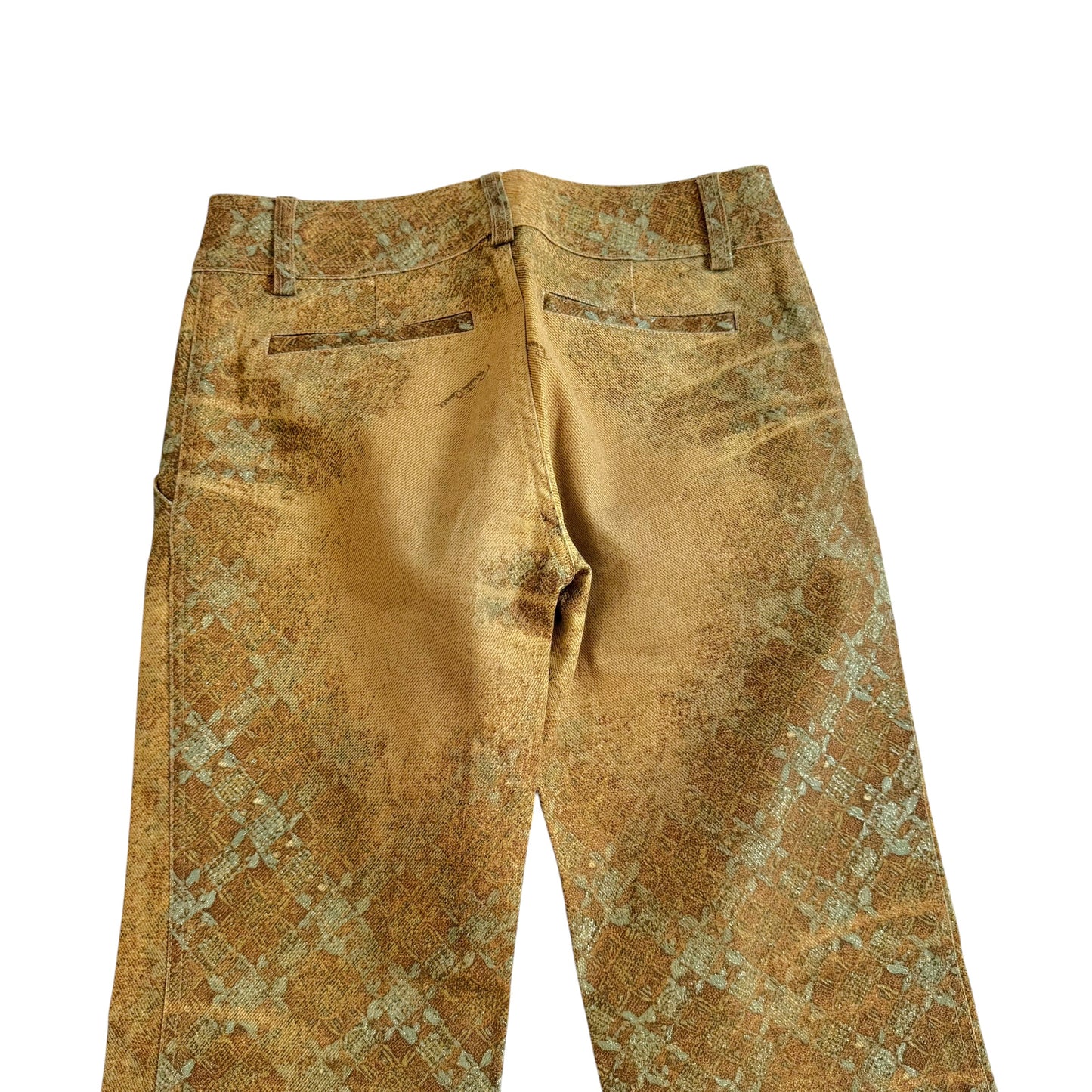 Roberto Cavalli Glitter Printed Jeans Brown Turquoise Flare