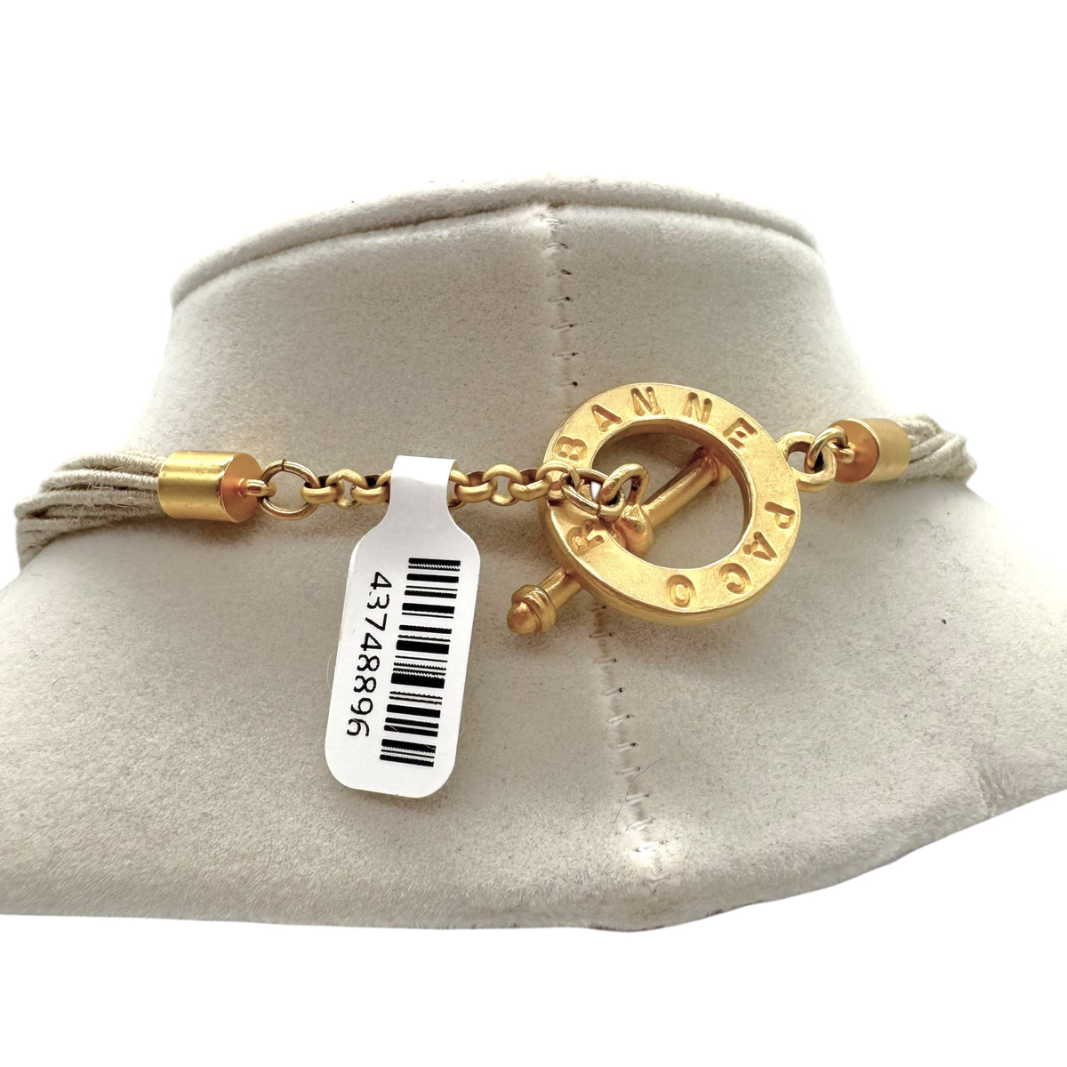 Paco Rabbane Gold Metal & Red Stone Charm Cord Necklace