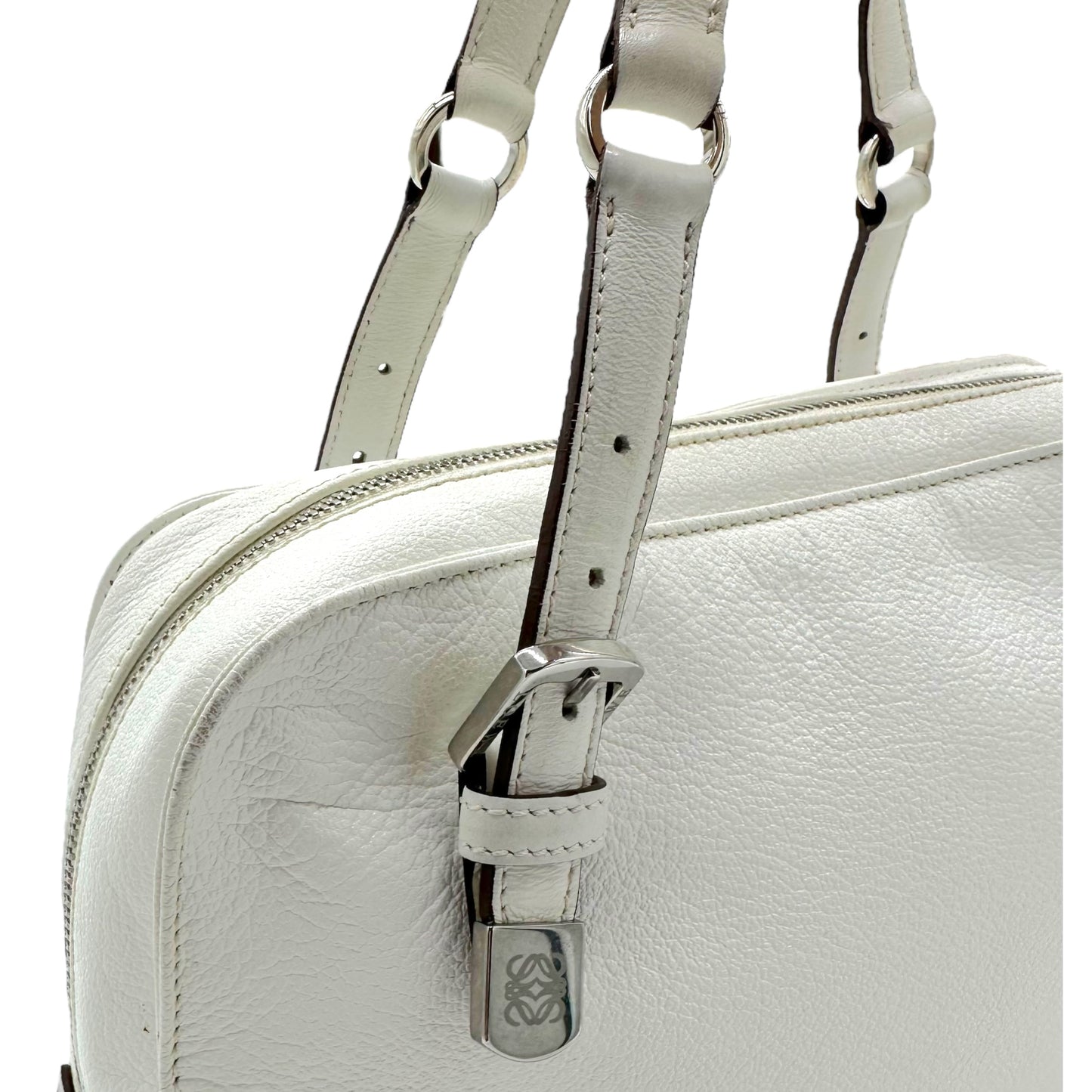 Loewe Studded Anagram White Leather Shoulder Bag - Outfit Repeater