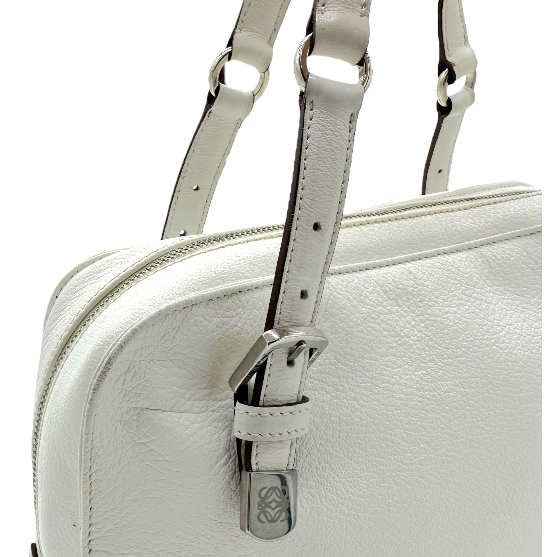 Loewe Studded Anagram White Leather Shoulder Bag - Outfit Repeater