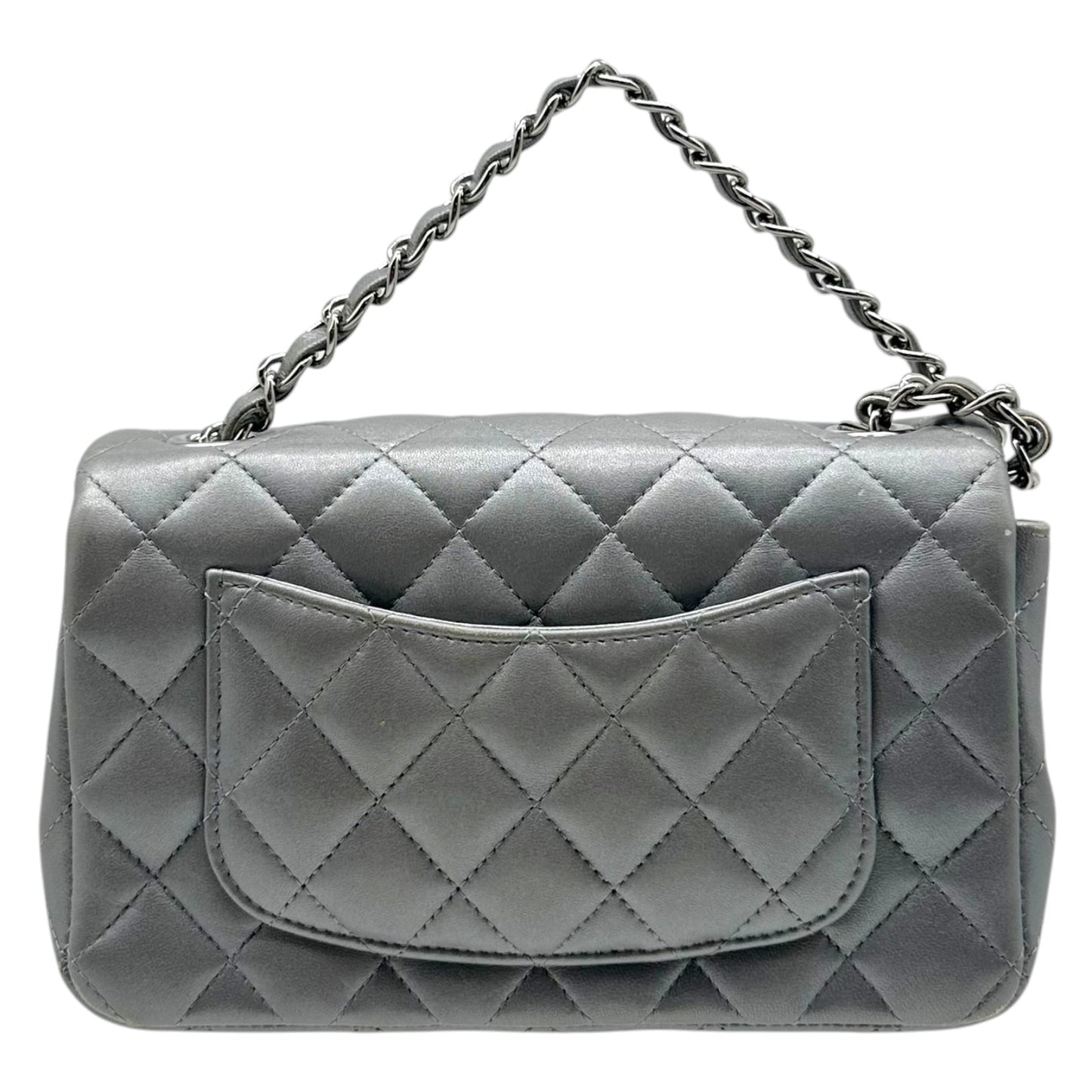 Chanel Metallic Silver Matelasse Small Classic Flap Bag