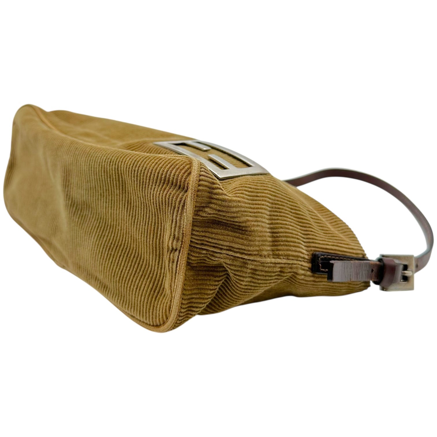 Fendi Pochette Bag Tan Corduroy Zipper Closure