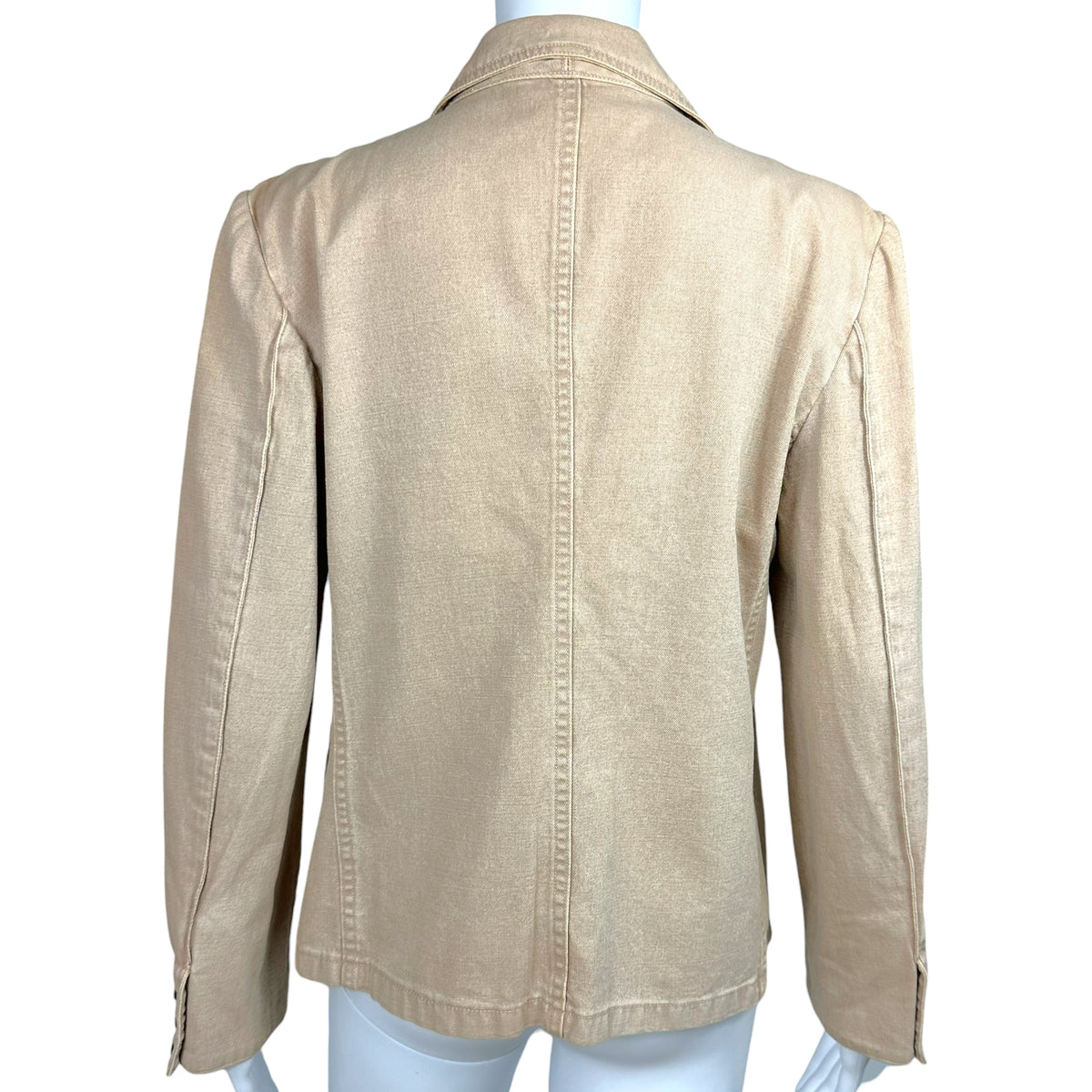 Chanel Blazer Jacket Light Brown Denim Notched Lapel