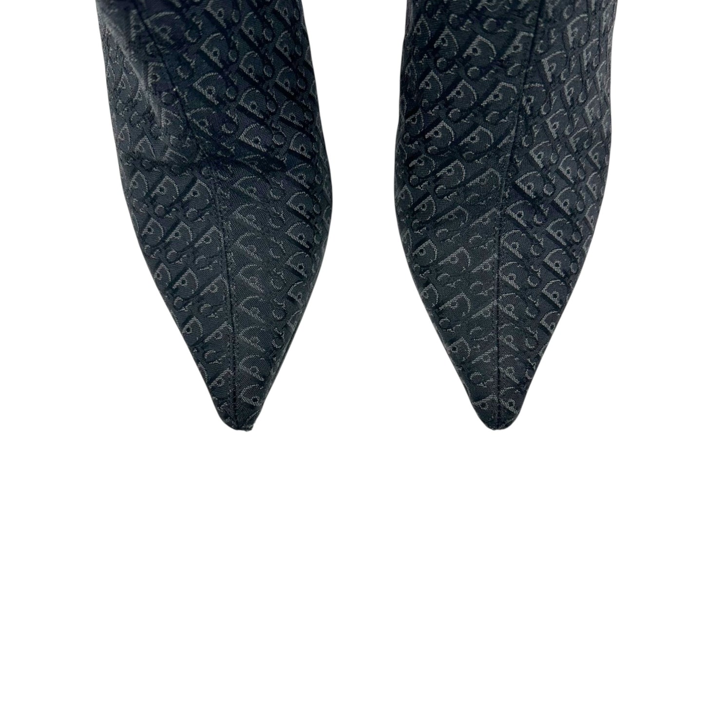 Christian Dior Black Monogram Pointed Toe Heeled Boots