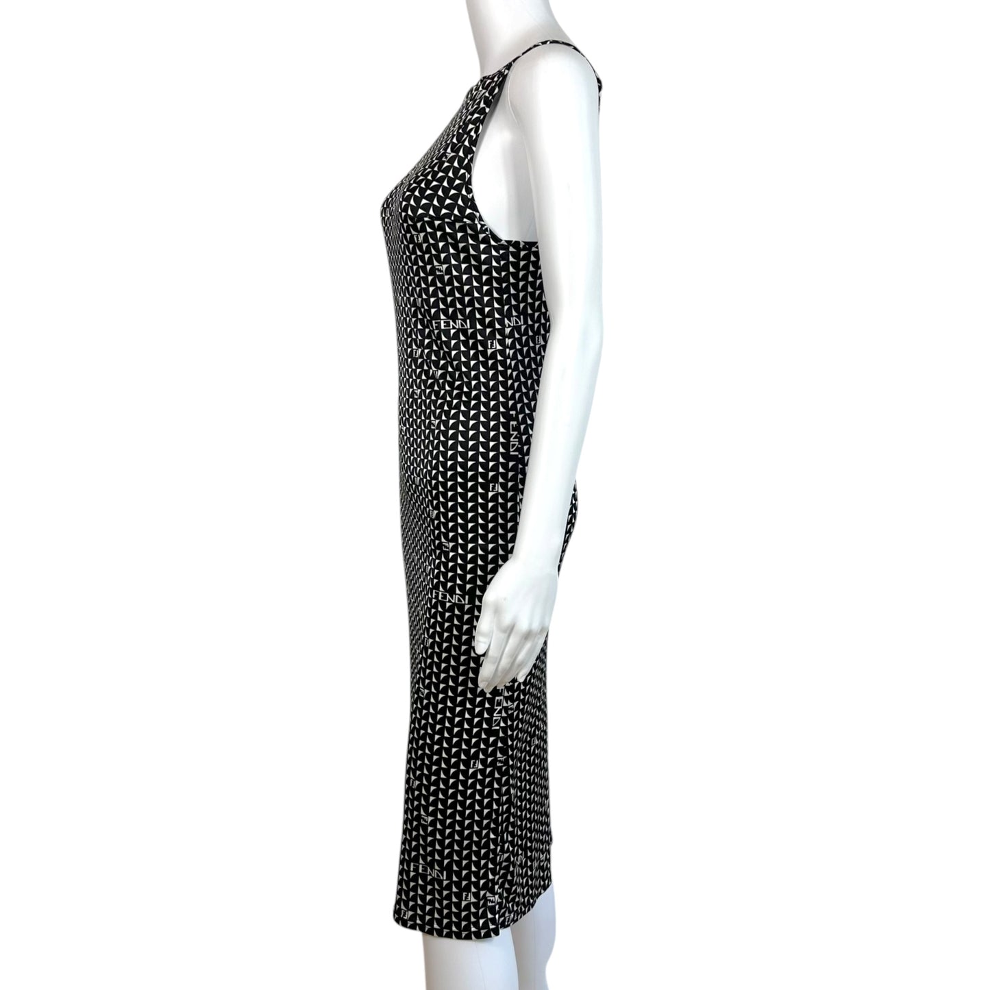 Fendi Black & White Monogram Midi Dress