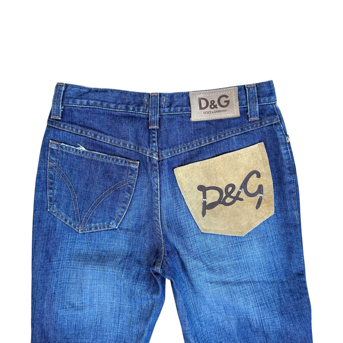 Dolce & Gabbana Dark Wash Denim Jeans With Suede Pocket