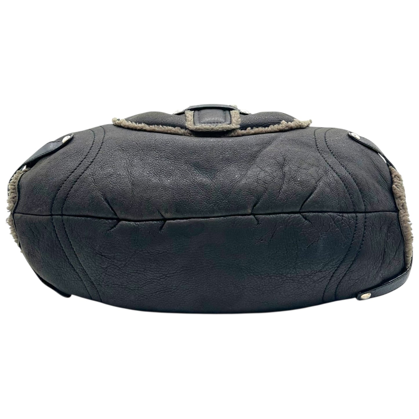 Salvatore Ferragamo Black & Green Shearling Shoulder Bag - Outfit Repeater