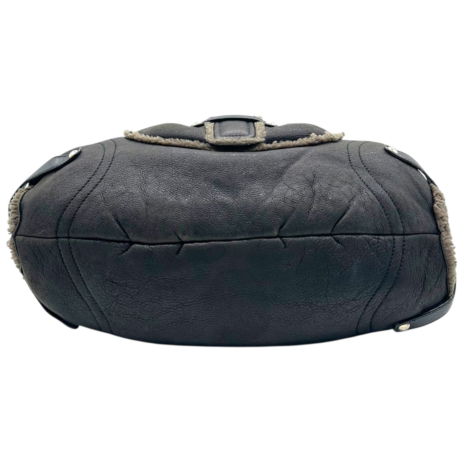 Salvatore Ferragamo Black & Green Shearling Shoulder Bag - Outfit Repeater