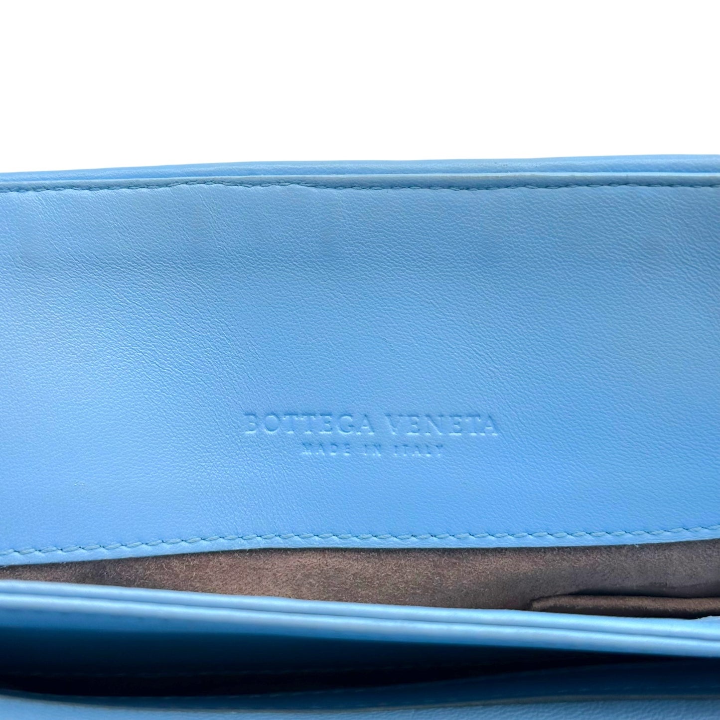 Bottega Veneta Light Blue Intrecciato Leather Flap Shoulder Bag